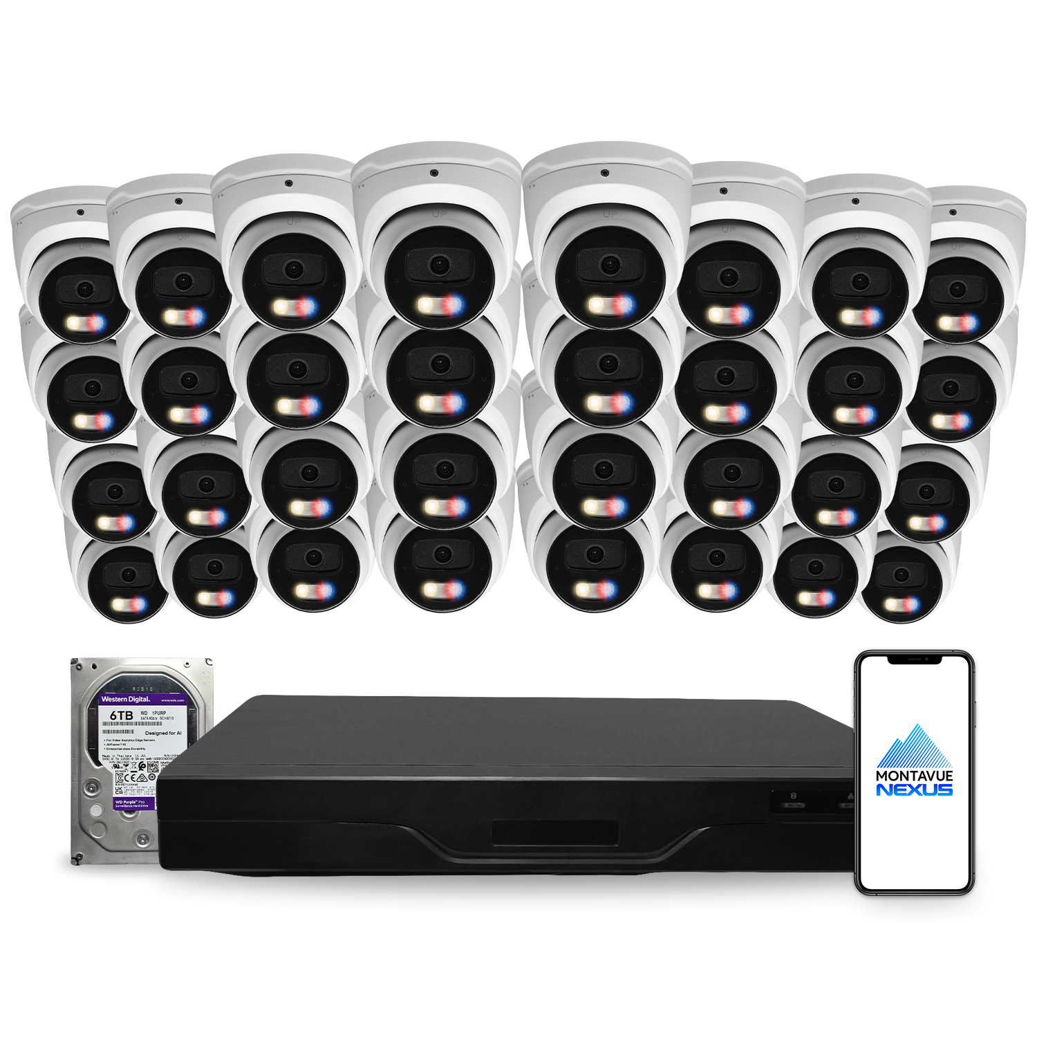 8MP 4K Nexus Active Deterrence Turret IP Security Camera System with Pro 32 Channel NVR & 6TB HDD