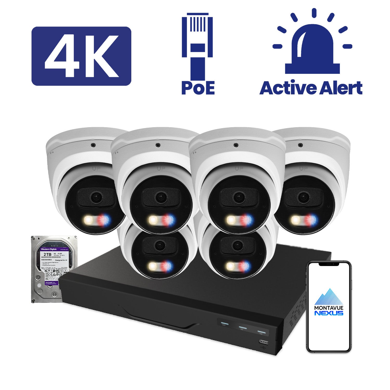 8MP Nexus Active Deterrence Security Kit with 8 Channel NVR Pro & 2TB HDD - Montavue