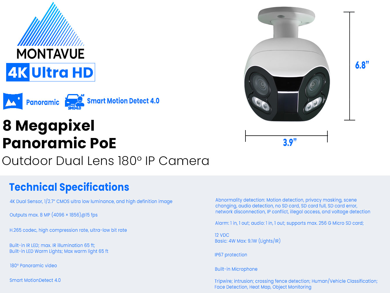 MTB180C Package | 8MP 4K Panoramic Bullet Cameras and 32 Channel 4 Series AI NVR and 6TB HDD - Montavue