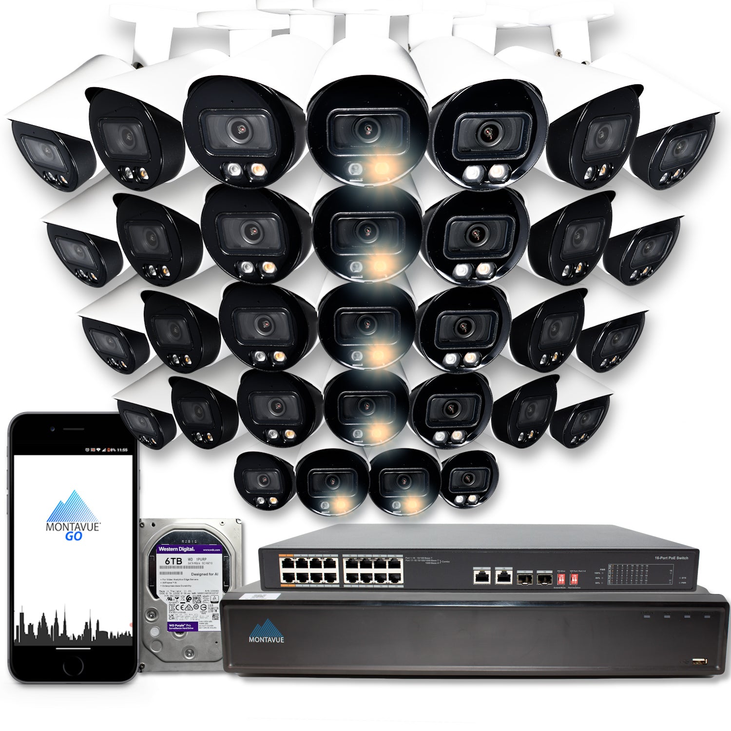 MTB4095 Package | 4MP 2K SMD+ Bullet Cameras and 32 Channel NVR with 6TB HDD - Montavue