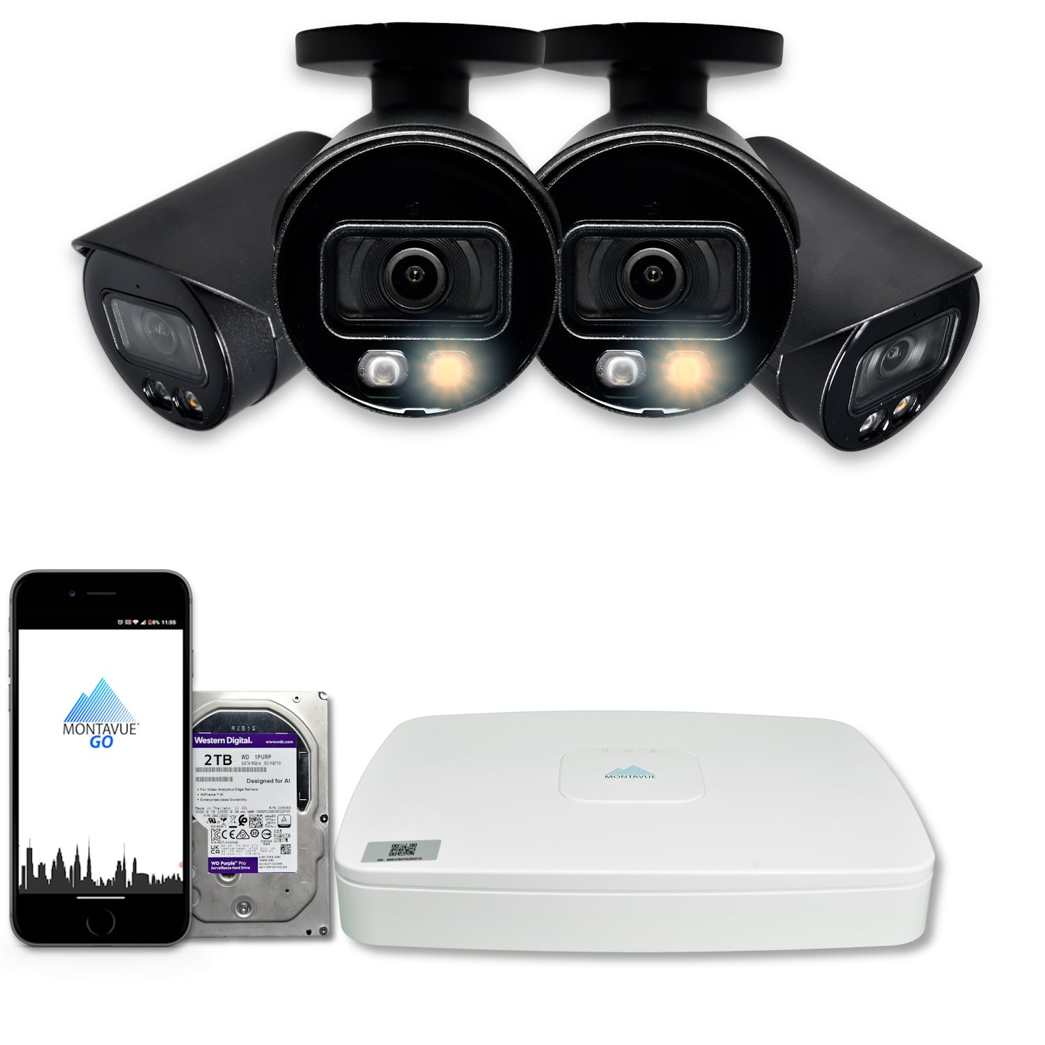 MTB4095 Package | 4MP 2K SMD+ Bullet Cameras and 8 Channel NVR with 2TB HDD - Montavue