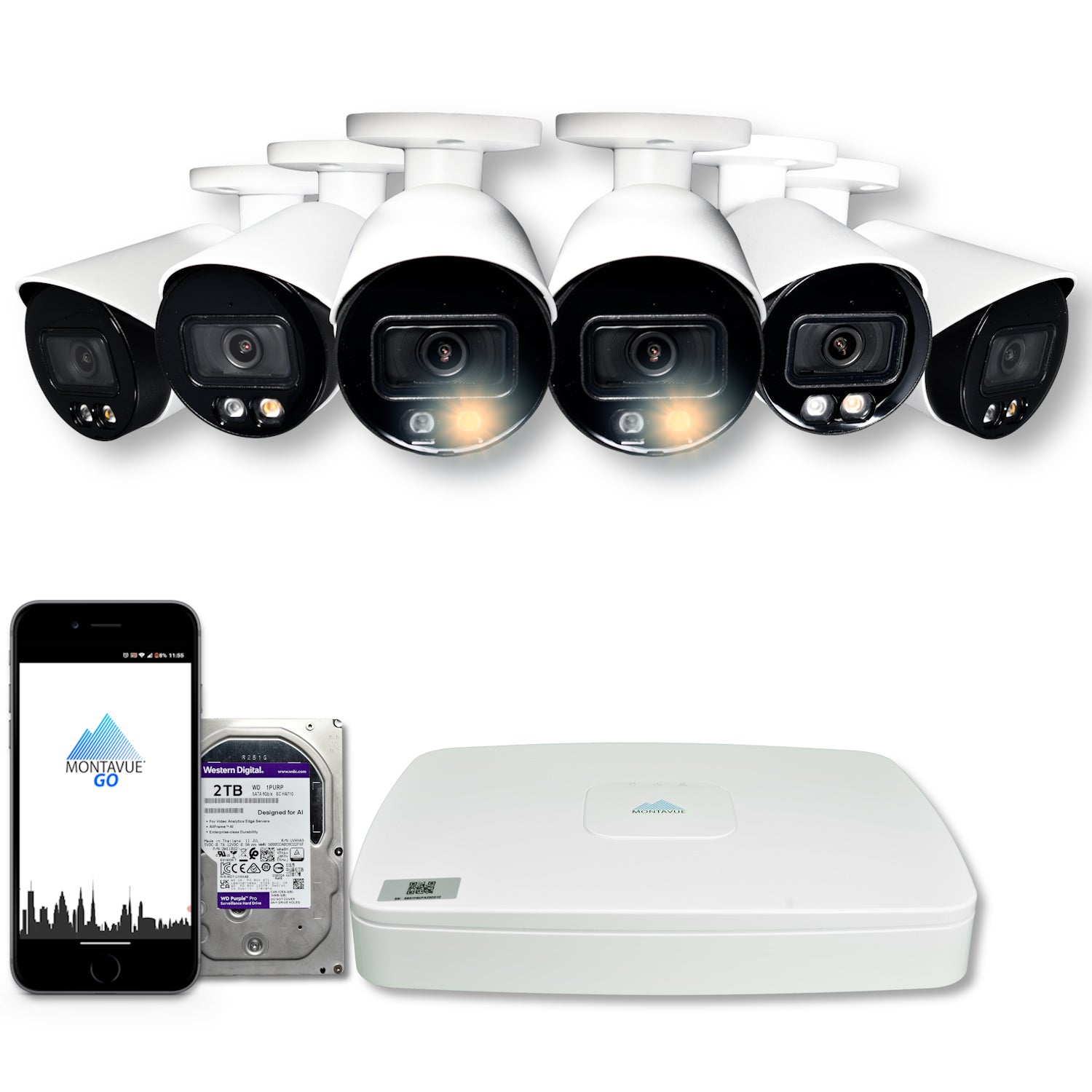 MTB4095 Package | 4MP 2K SMD+ Bullet Cameras and 8 Channel NVR with 2TB HDD - Montavue