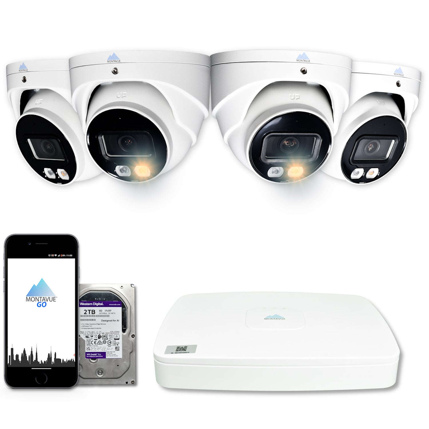 MTT4095 Package | 4MP 2K SMD+ Turret Cameras and 8 Channel NVR with 2TB HDD - Montavue