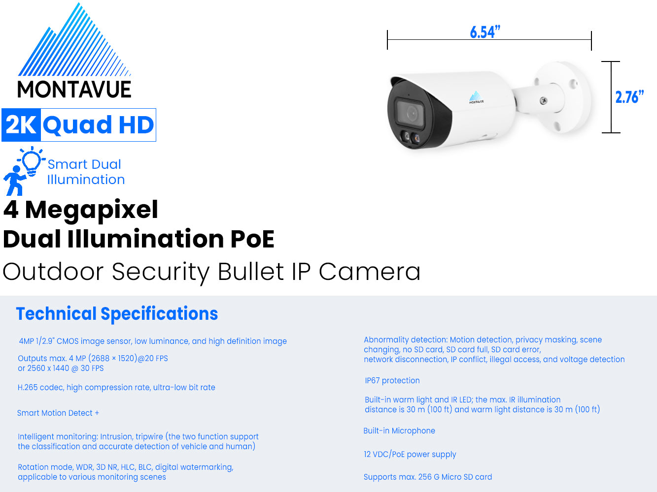 MTB4095 | 4MP 2K Bullet Security Camera with SMD+ and Smart Dual Illumination - Montavue