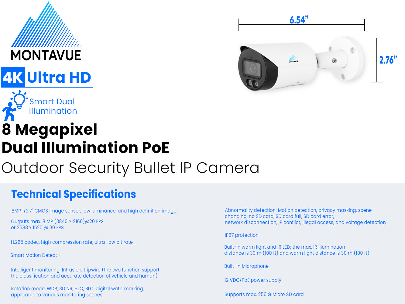 MTB8111 | 8MP 4K Bullet Security Camera with SMD+ and Smart Dual Illumination - Montavue