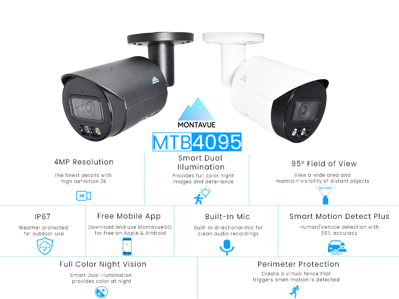 MTB4095 | 4MP 2K Bullet Security Camera with SMD+ and Smart Dual Illumination - Montavue