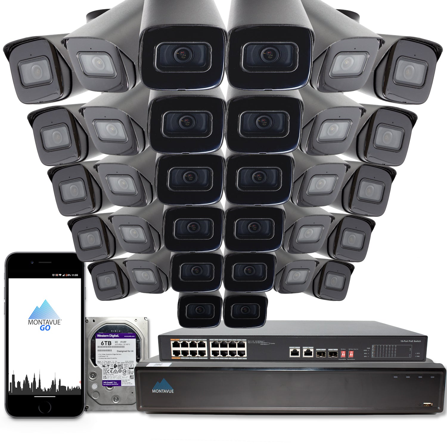 MTB8108-X Package | 8MP 4K SMD 4.0 Bullet Cameras and 32 Channel NVR with 6TB HDD - Montavue