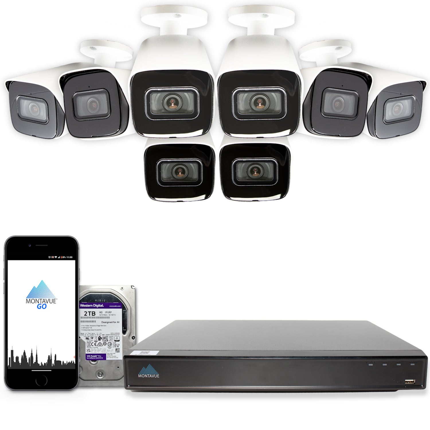 MTB8108-X Package | 8MP 4K SMD 4.0 Bullet Cameras and 8 Channel NVR with 2TB HDD - Montavue