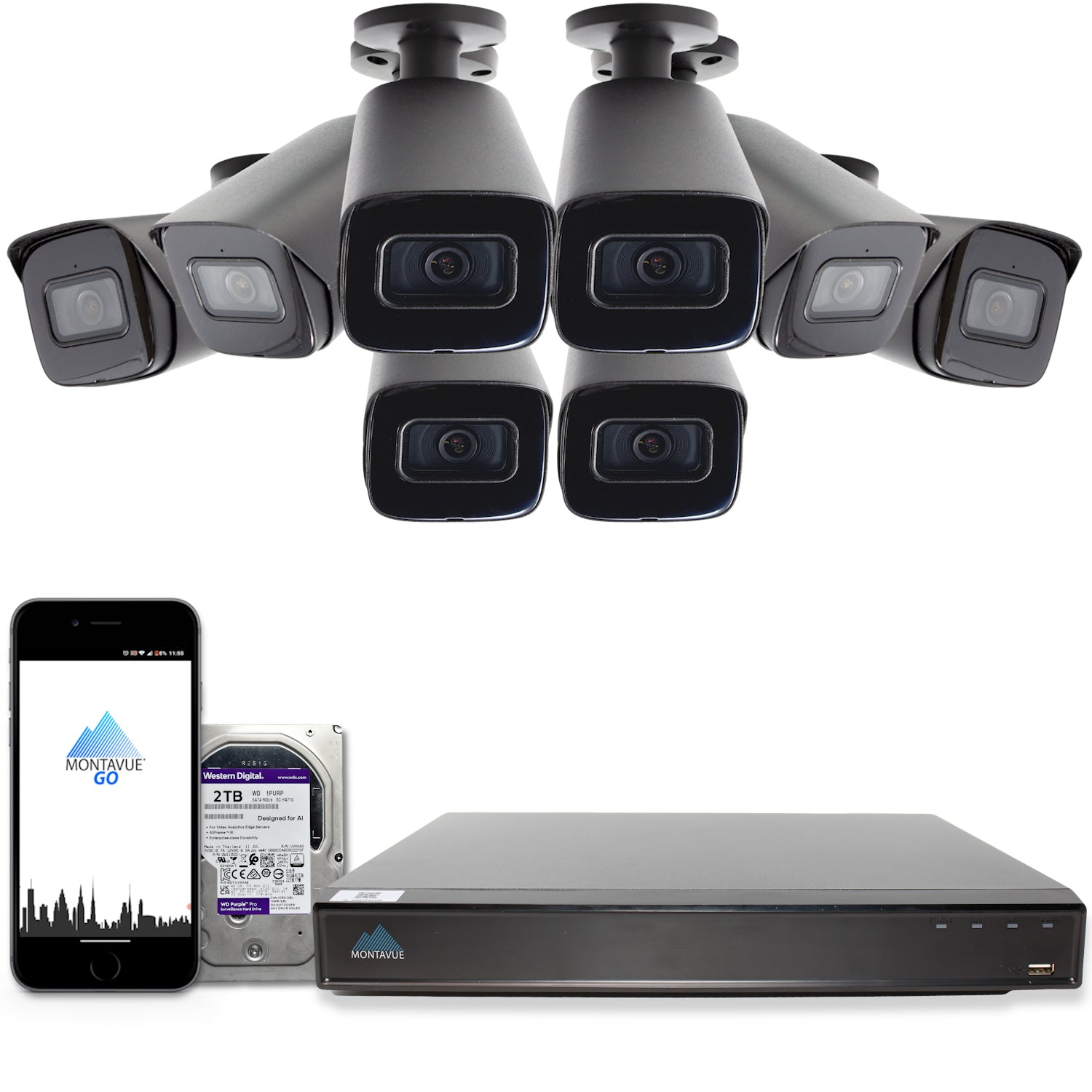 MTB8108-X Package | 8MP 4K SMD 4.0 Bullet Cameras and 8 Channel NVR with 2TB HDD - Montavue