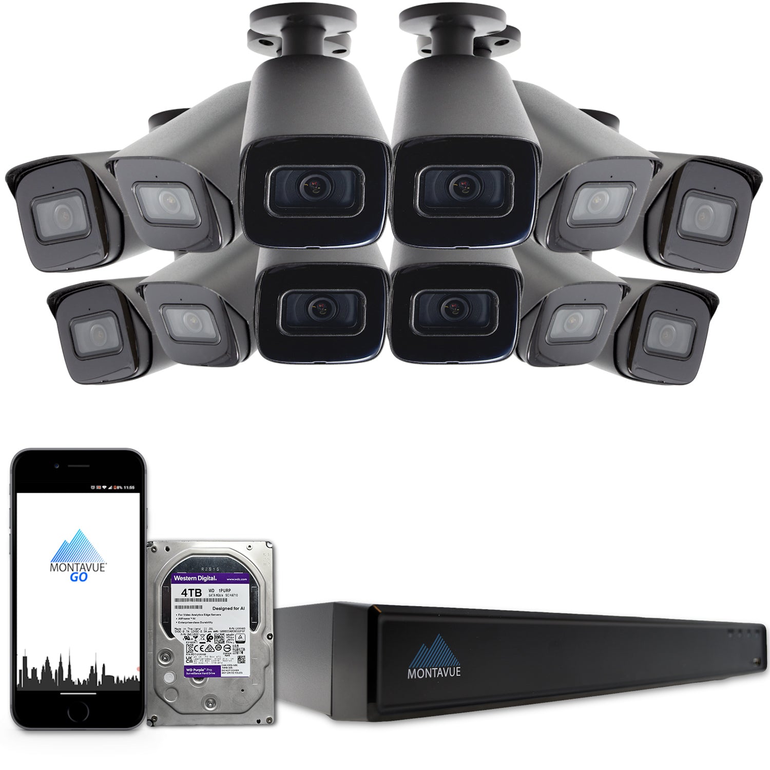 MTB8108-X Package | 8MP 4K SMD 4.0 Bullet Cameras and 16 Channel NVR with 4TB HDD - Montavue
