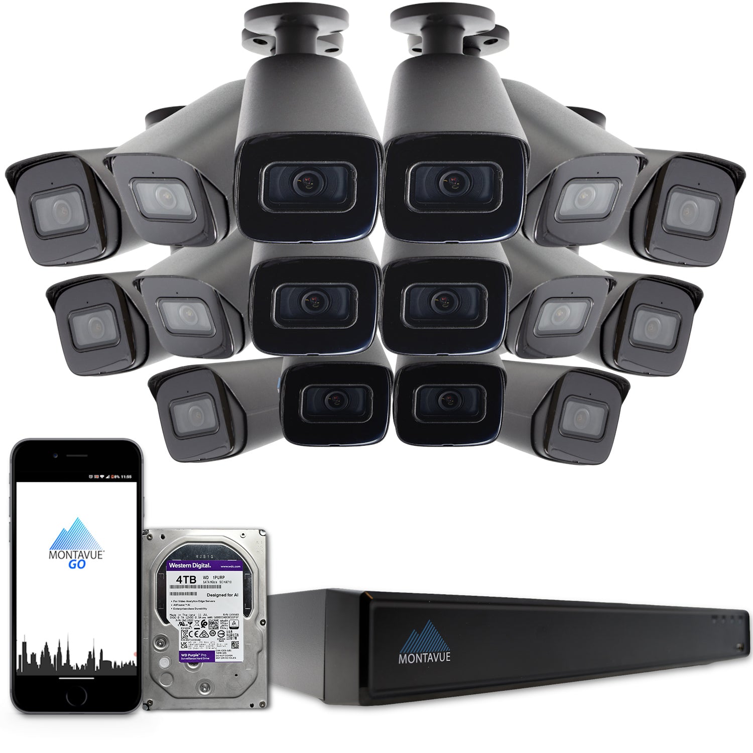 MTB8108-X Package | 8MP 4K SMD 4.0 Bullet Cameras and 16 Channel NVR with 4TB HDD - Montavue