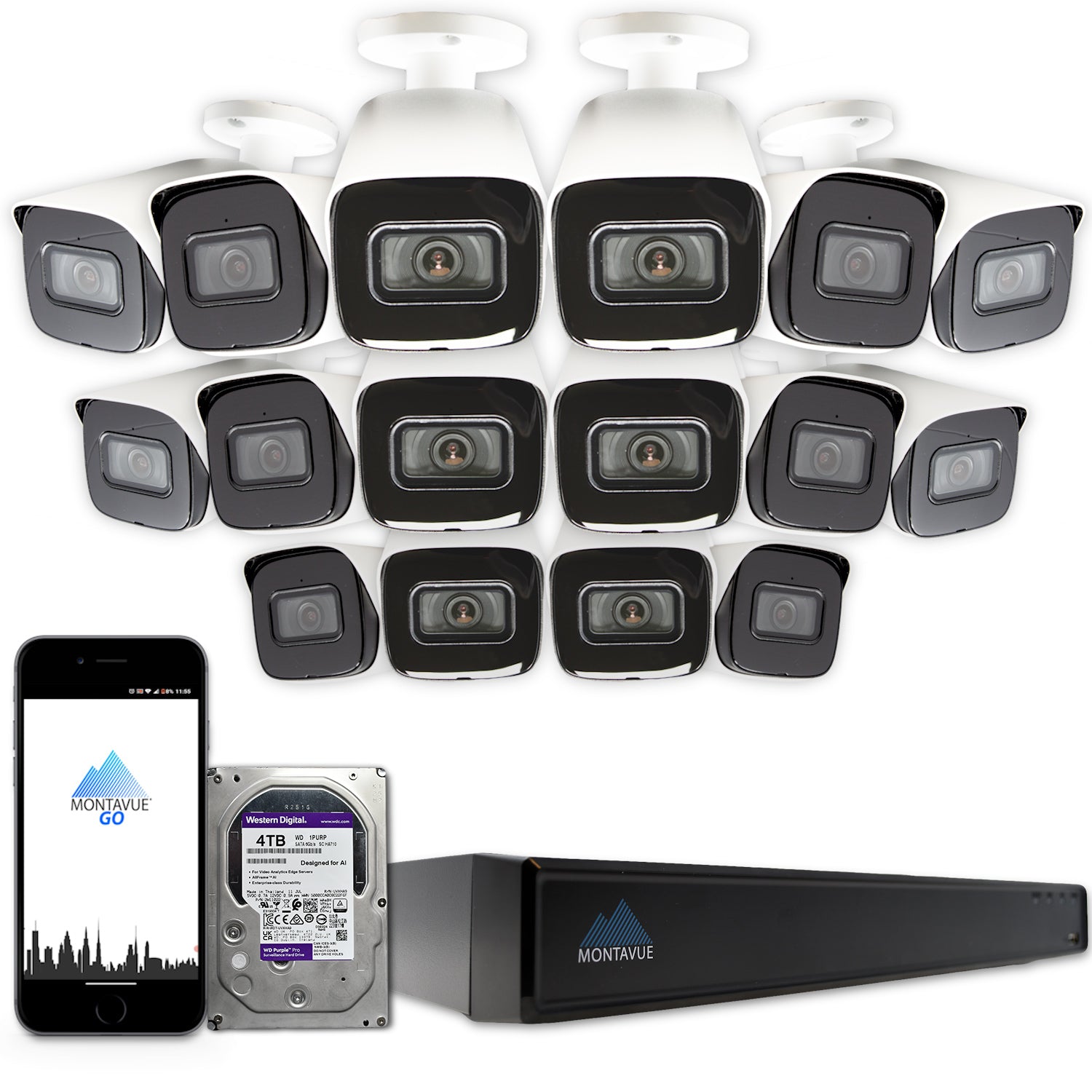 MTB8108-X Package | 8MP 4K SMD 4.0 Bullet Cameras and 16 Channel NVR with 4TB HDD - Montavue