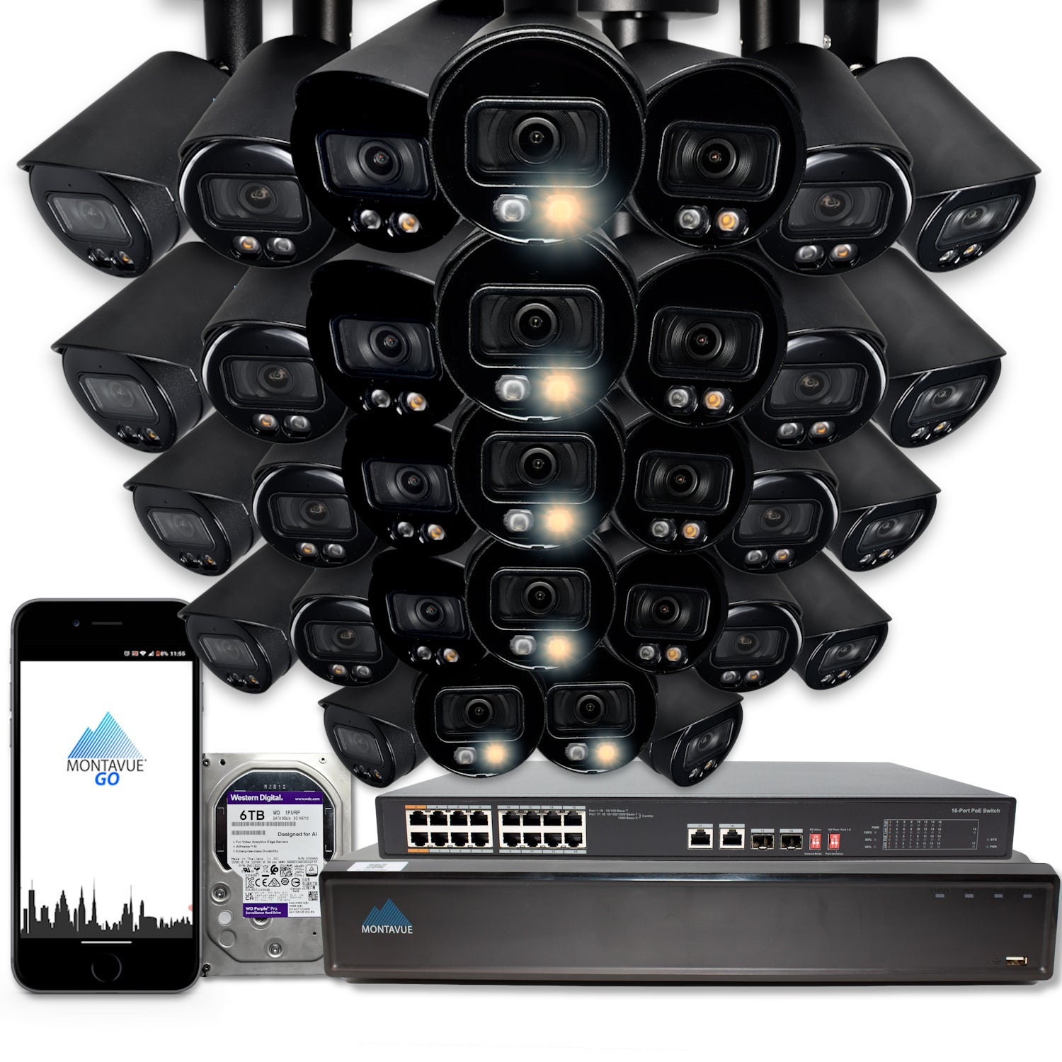 MTB8111 Package | 8MP 4K SMD+ Bullet Cameras and 32 Channel NVR with 6TB HDD - Montavue