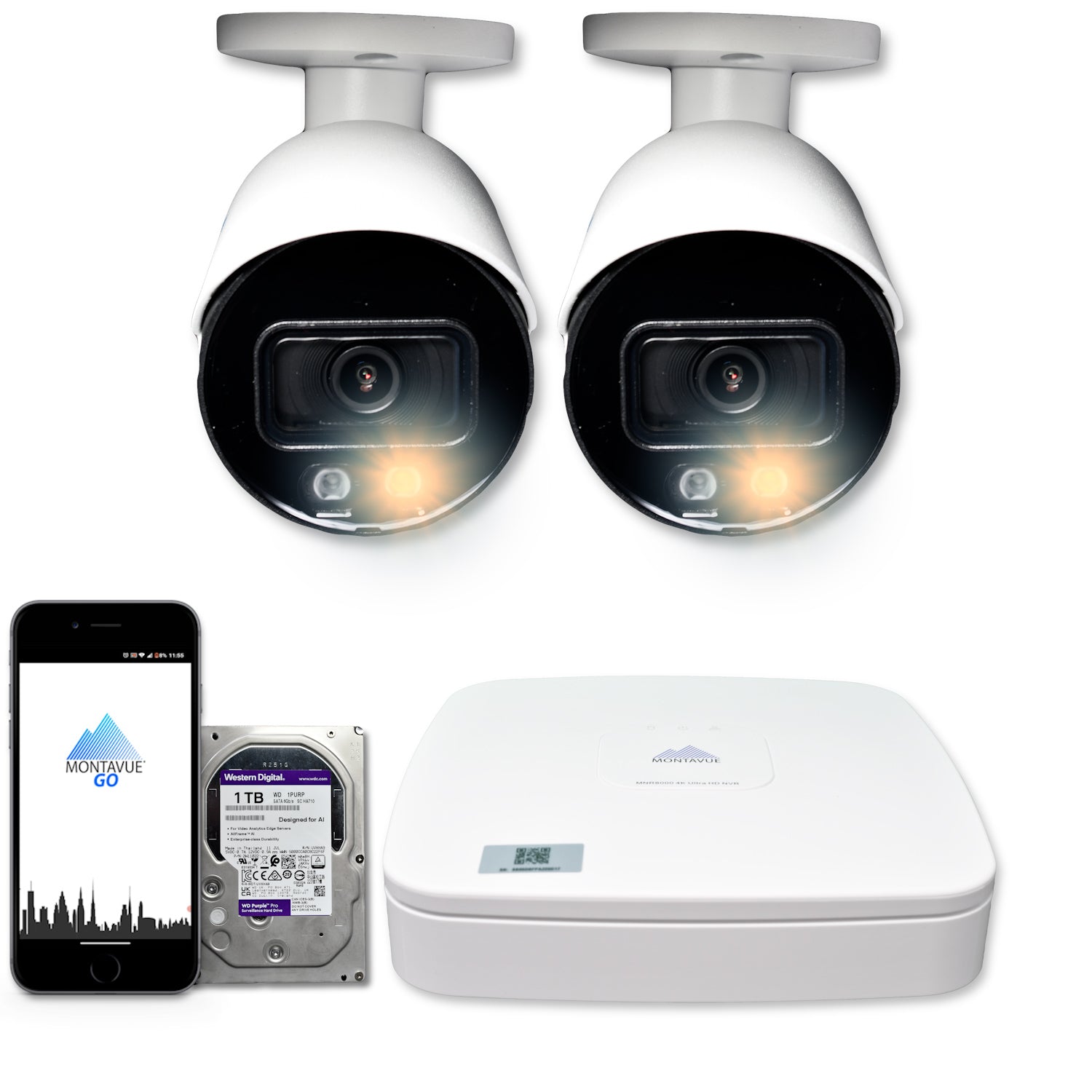 MTB8111 Package | 8MP 4K SMD+ Bullet Cameras and 4 Channel NVR with 1TB HDD - Montavue