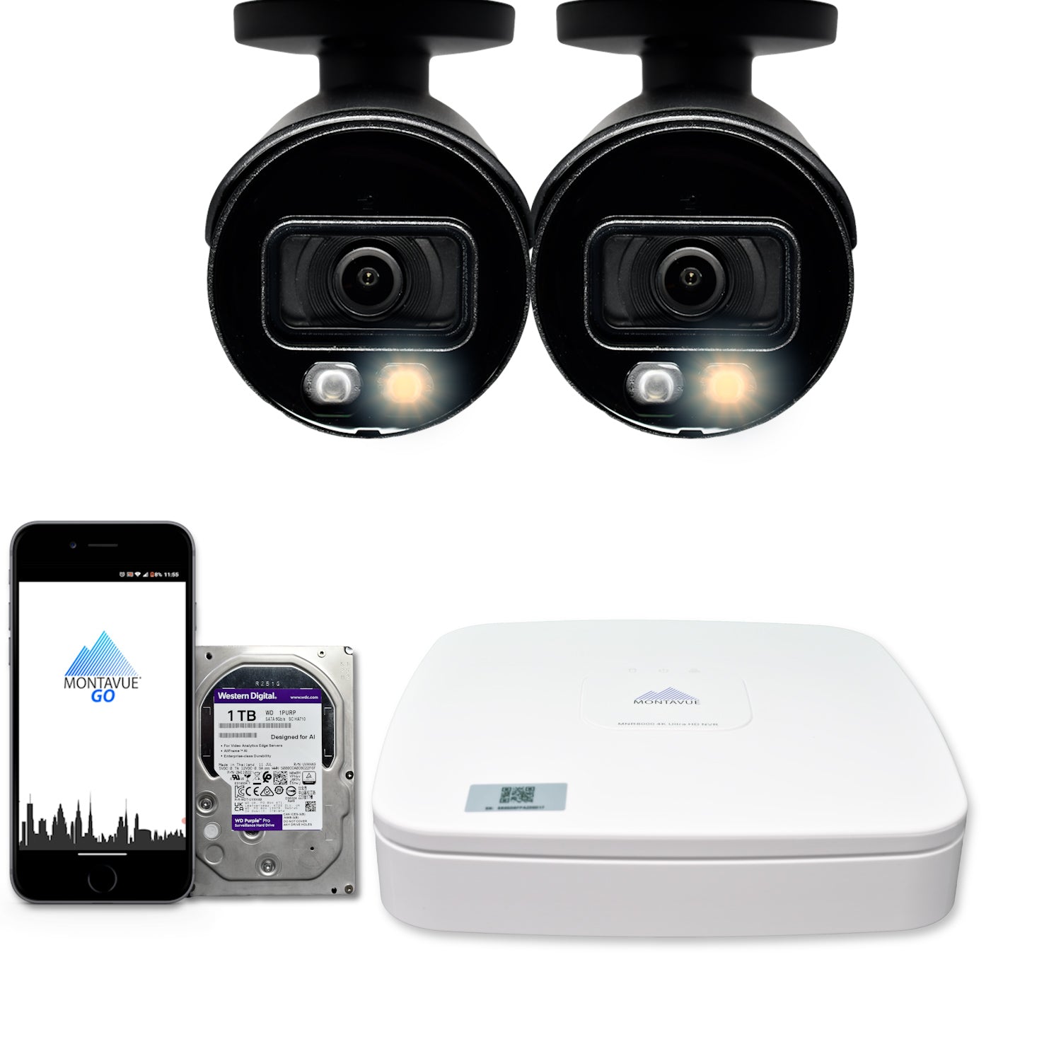MTB8111 Package | 8MP 4K SMD+ Bullet Cameras and 4 Channel NVR with 1TB HDD - Montavue
