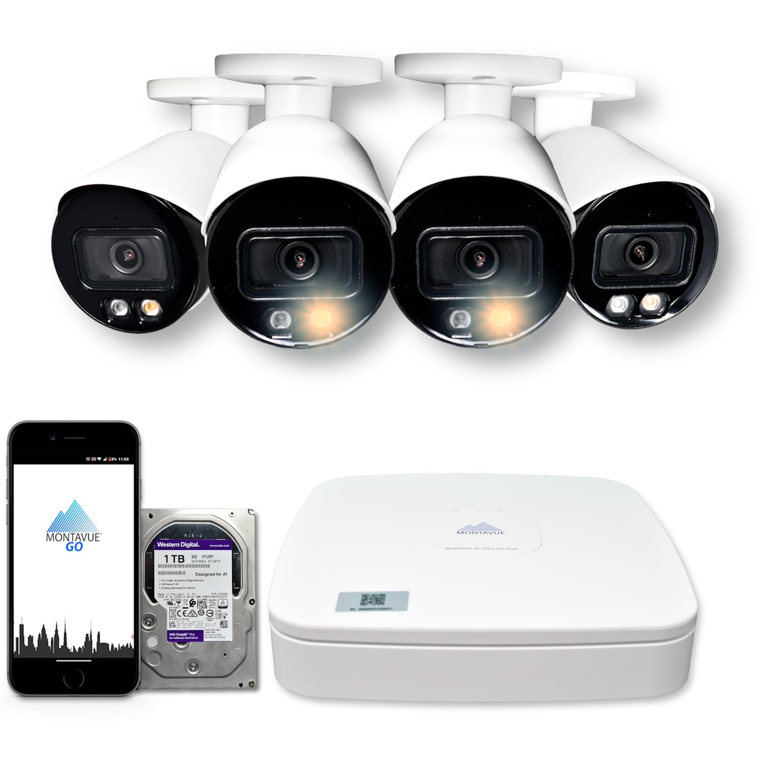 MTB8111 Package | 8MP 4K SMD+ Bullet Cameras and 4 Channel NVR with 1TB HDD - Montavue