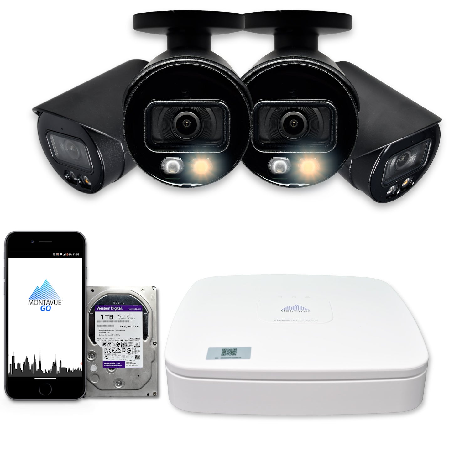 MTB8111 Package | 8MP 4K SMD+ Bullet Cameras and 4 Channel NVR with 1TB HDD - Montavue