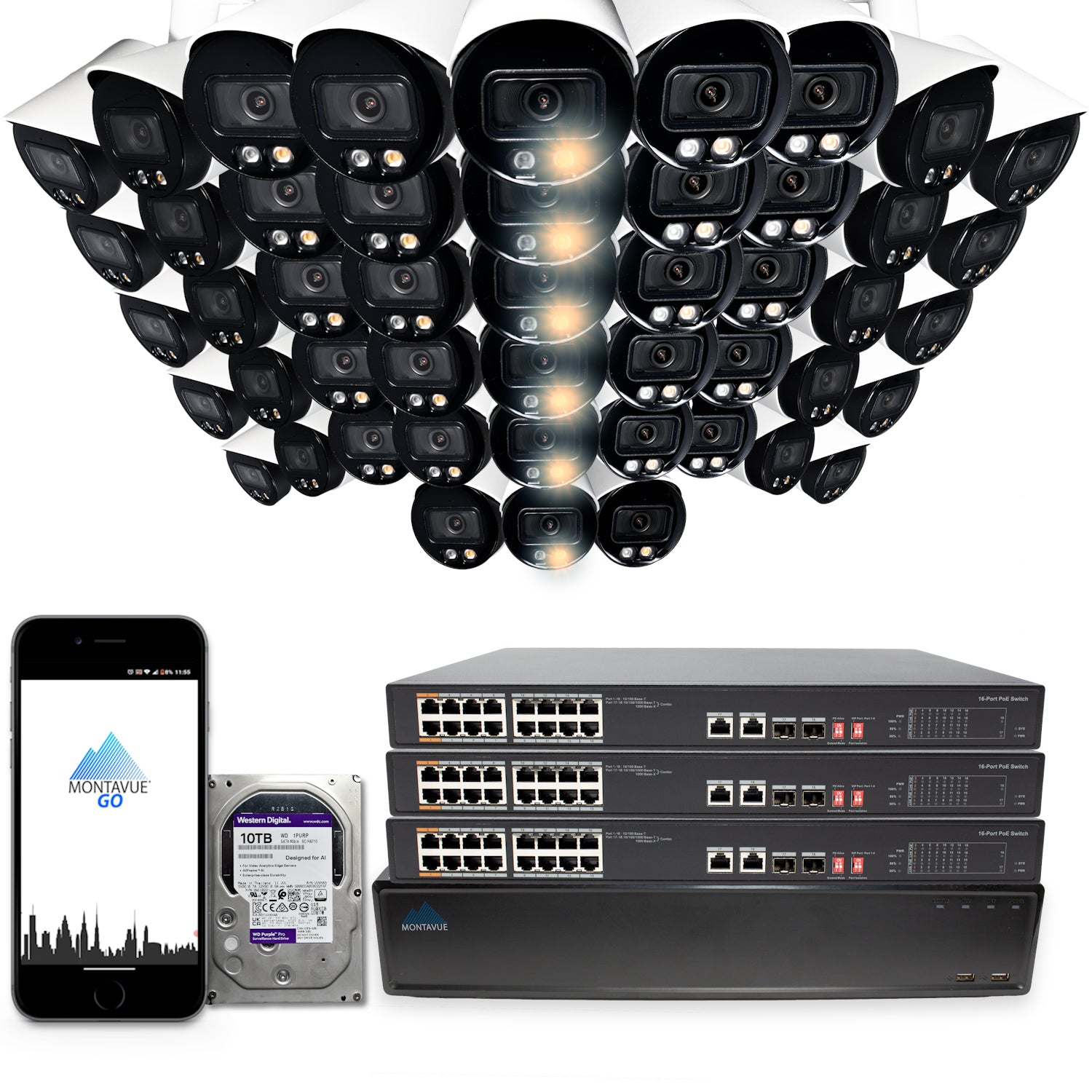 MTB8111 Package | 8MP 4K SMD+ Bullet Cameras and 64 Channel NVR with 10TB HDD - Montavue