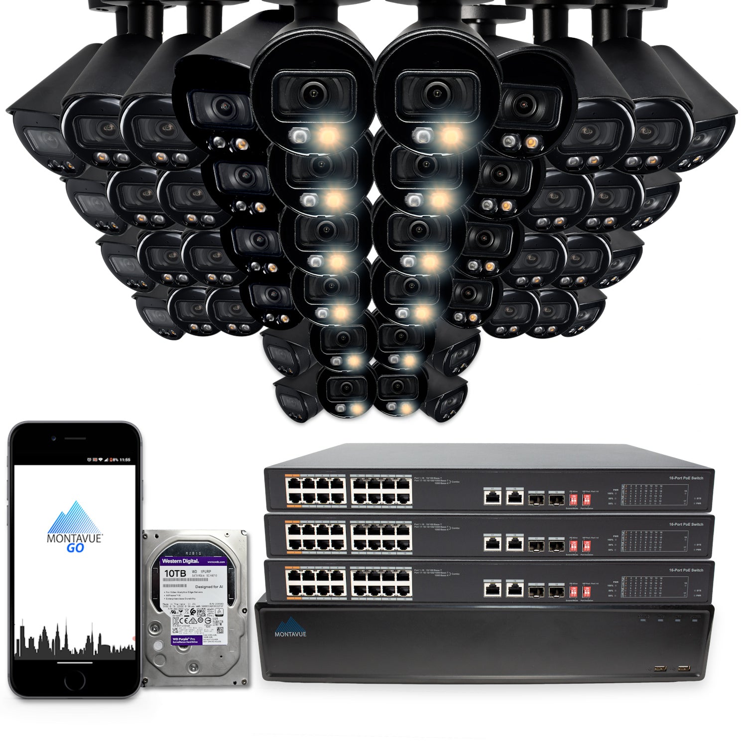 MTB8111 Package | 8MP 4K SMD+ Bullet Cameras and 64 Channel NVR with 10TB HDD - Montavue