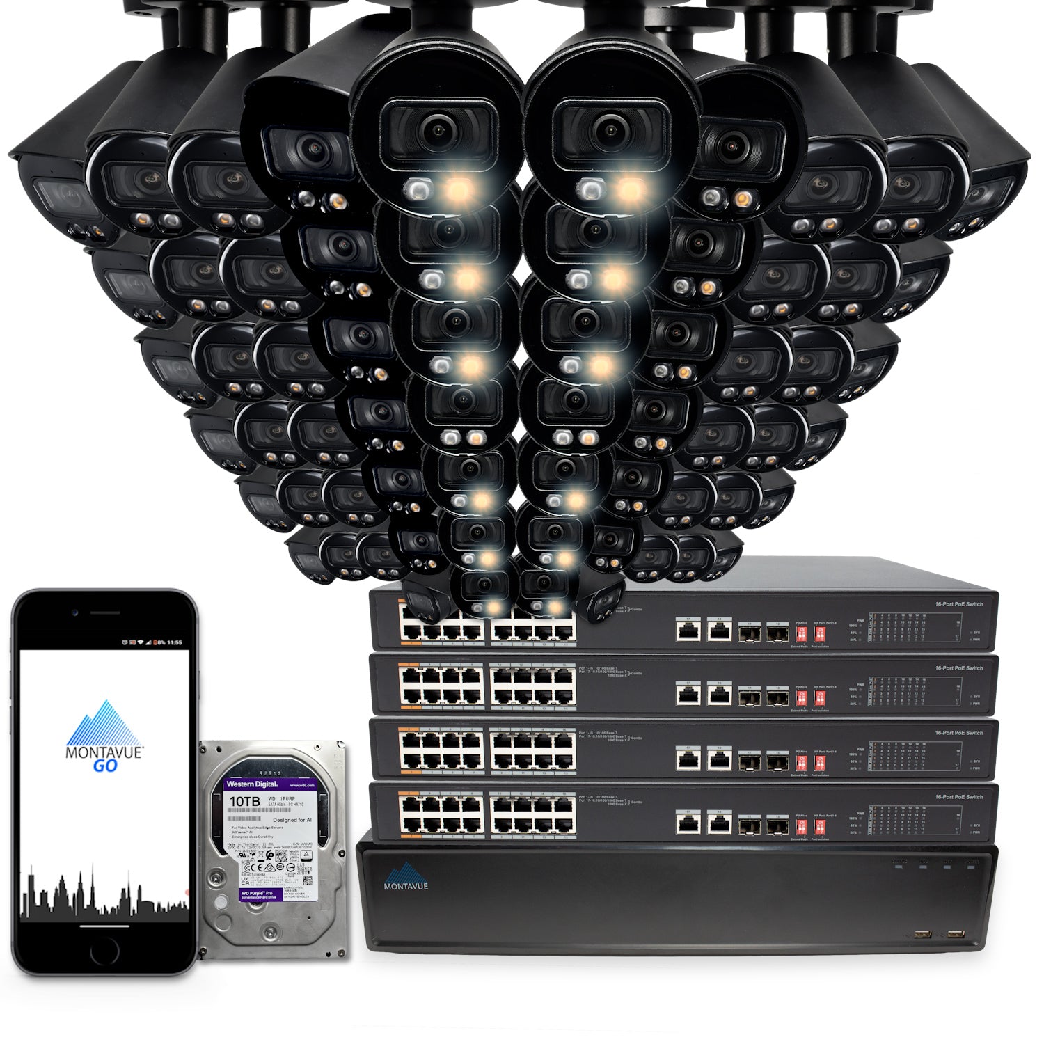 MTB8111 Package | 8MP 4K SMD+ Bullet Cameras and 64 Channel NVR with 10TB HDD - Montavue