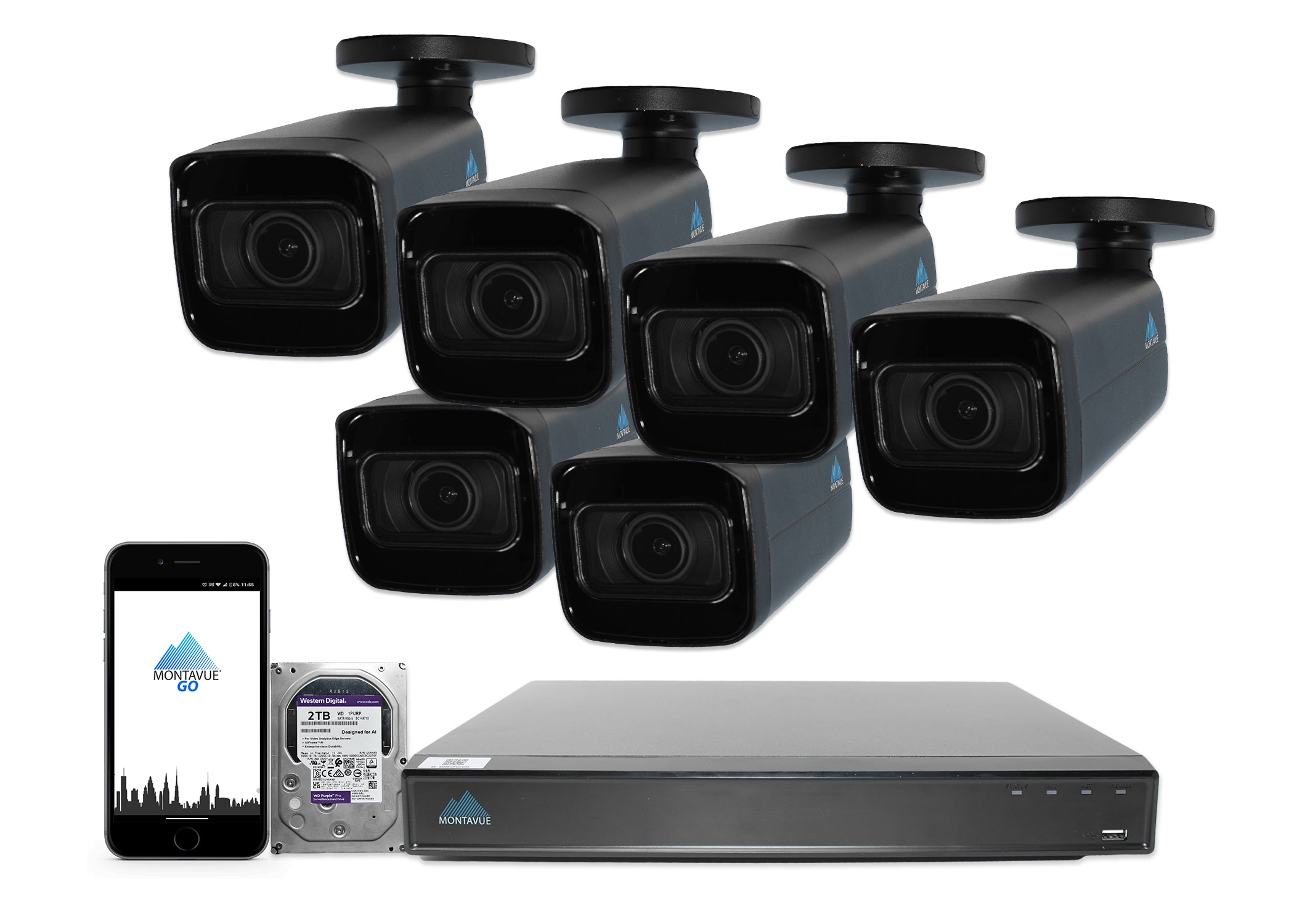 MTB8113-V-AISMD Package | 8MP 4K Smart Varifocal Bullet Cameras and 8 Channel 4 Series AI NVR and 2TB HDD - Montavue