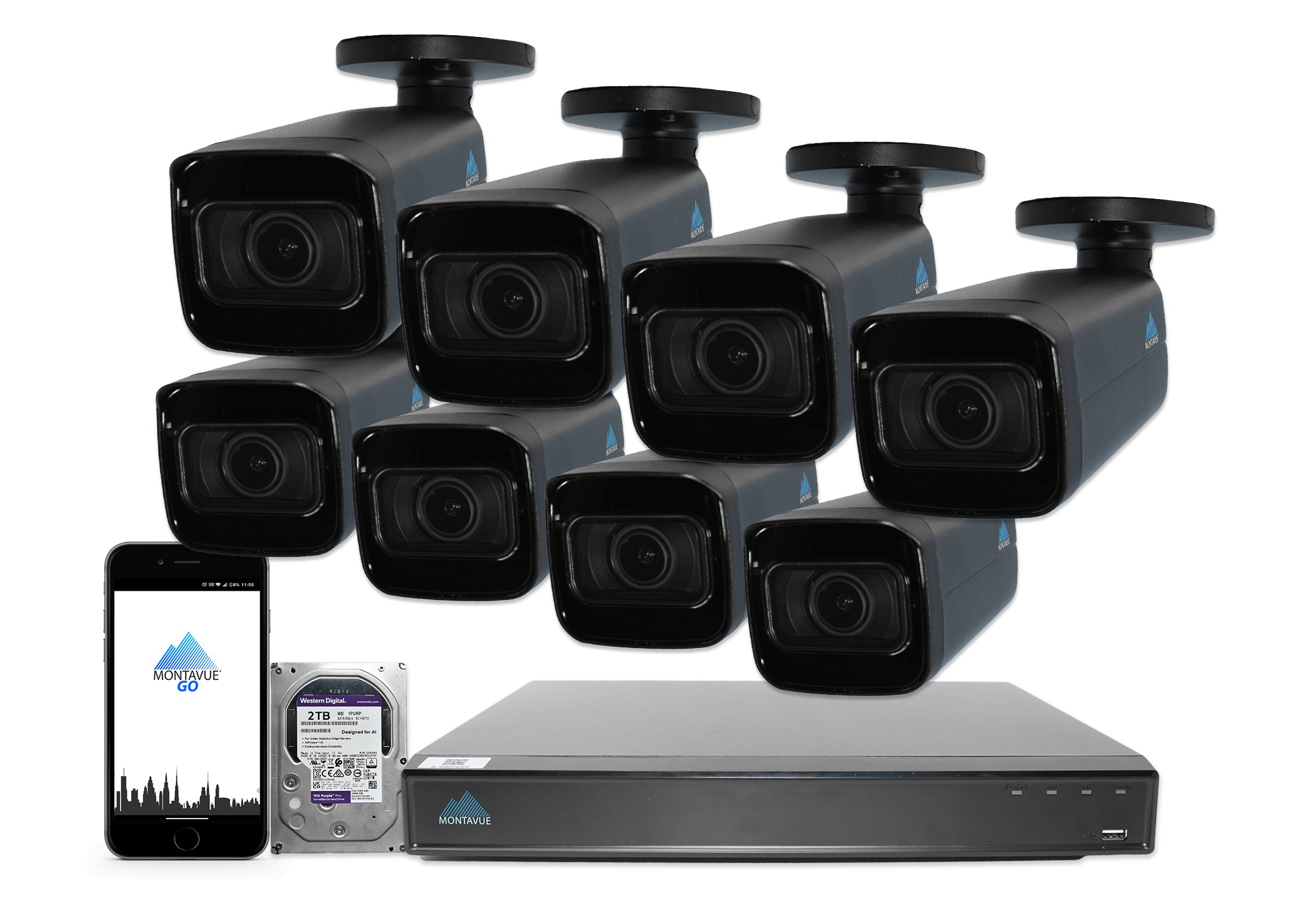 MTB8113-V-AISMD Package | 8MP 4K Smart Varifocal Bullet Cameras and 8 Channel 4 Series AI NVR and 2TB HDD - Montavue