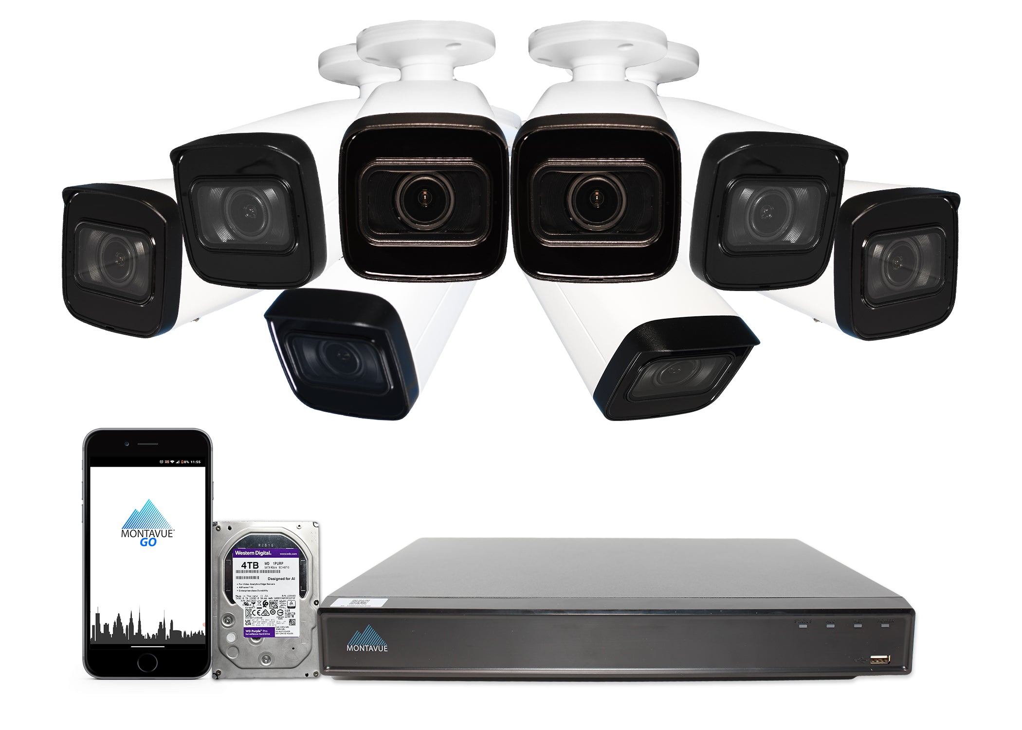 MTB8113-V-AISMD Package | 8MP 4K Smart Varifocal Bullet Cameras and 16 Channel 4 Series AI NVR and 4TB HDD - Montavue