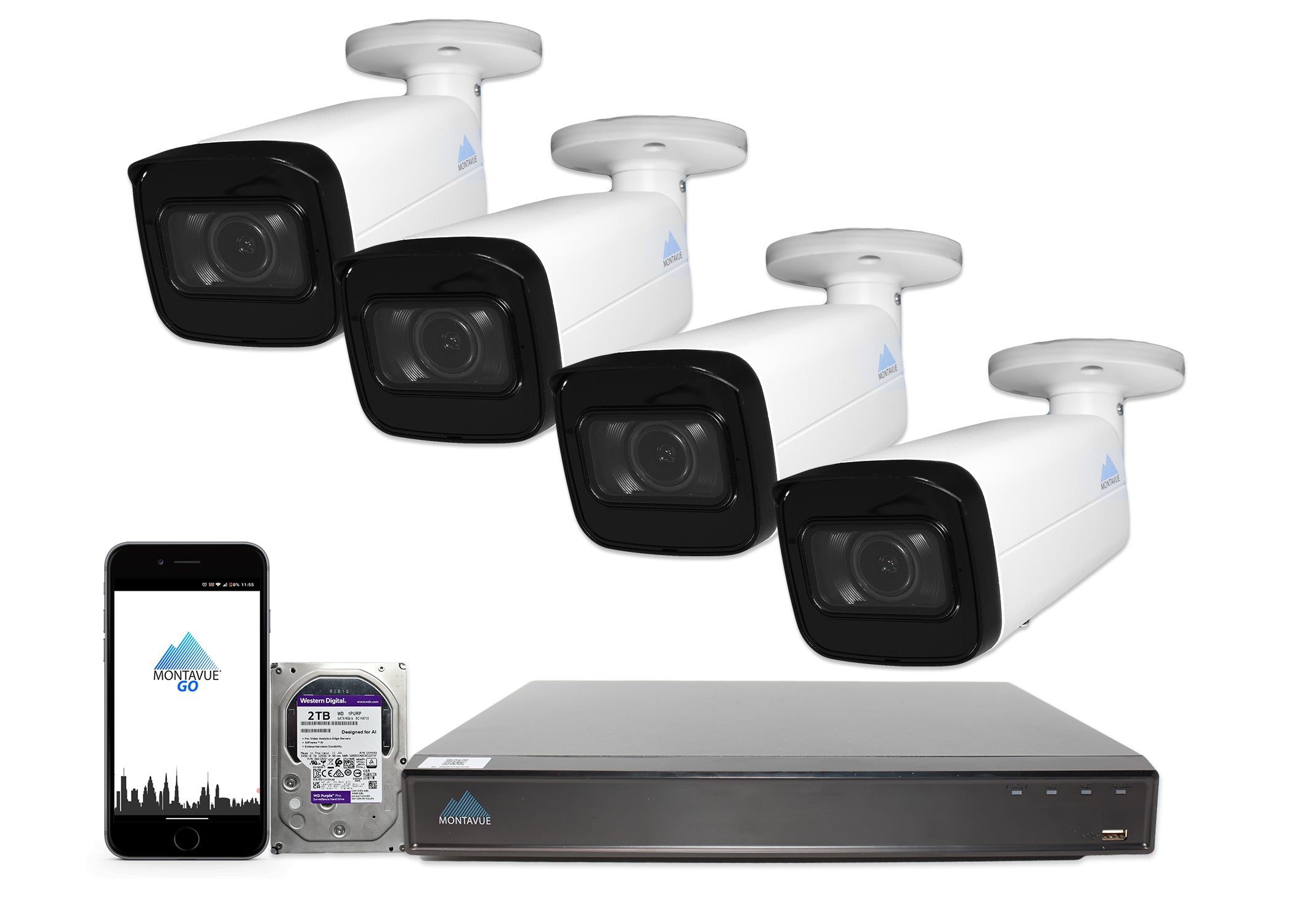 MTB8113-V-AISMD Package | 8MP 4K Smart Varifocal Bullet Cameras and 8 Channel 4 Series AI NVR and 2TB HDD - Montavue