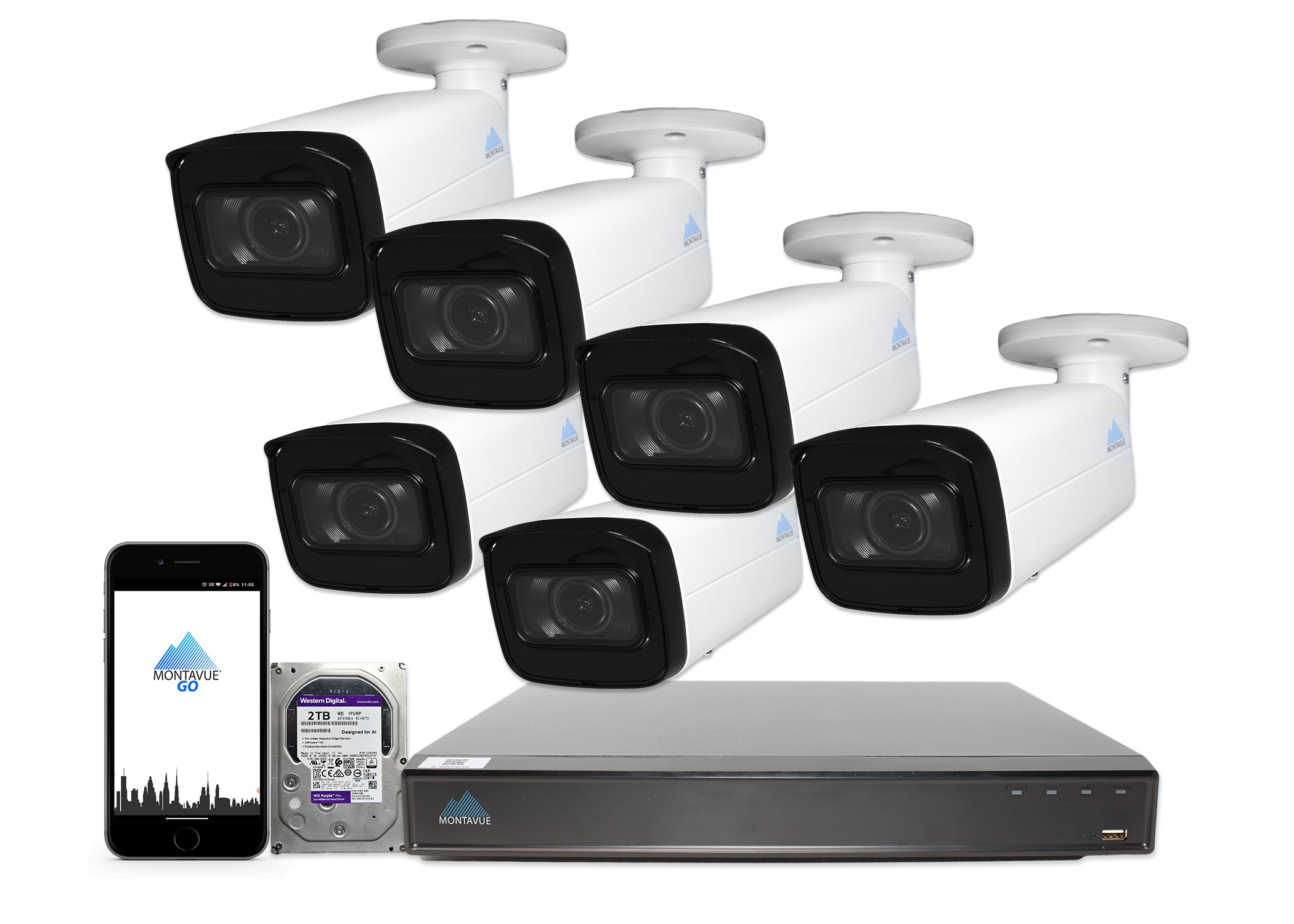 MTB8113-V-AISMD Package | 8MP 4K Smart Varifocal Bullet Cameras and 8 Channel 4 Series AI NVR and 2TB HDD - Montavue