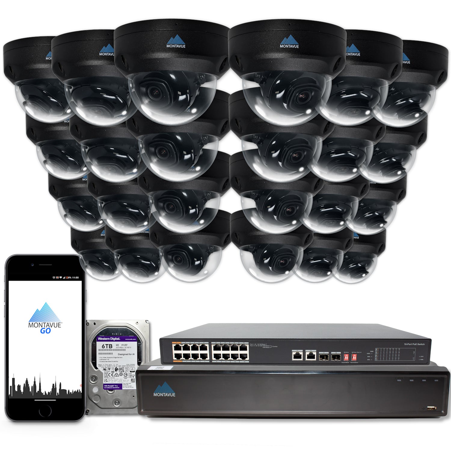 MTD4095 Package | 4MP 2K SMD+ Dome Cameras and 32 Channel NVR with 6TB HDD - Montavue