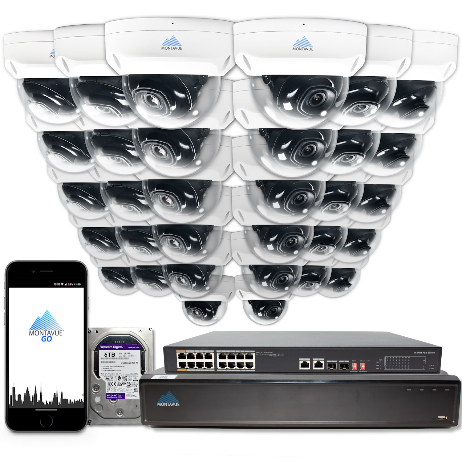 MTD4095 Package | 4MP 2K SMD+ Dome Cameras and 32 Channel NVR with 6TB HDD - Montavue