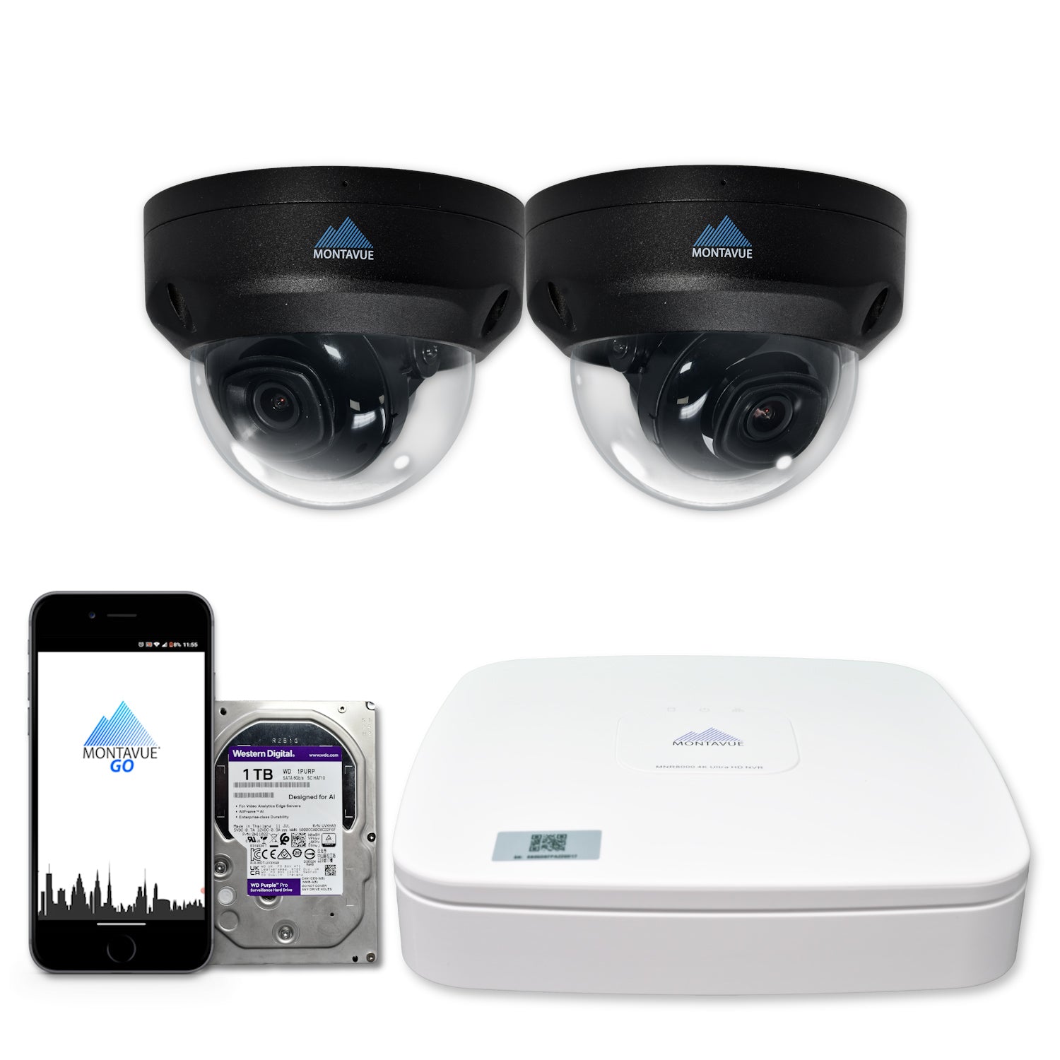 MTD4095 Package | 4MP 2K SMD+ Dome Cameras and 4 Channel NVR with 1TB HDD - Montavue