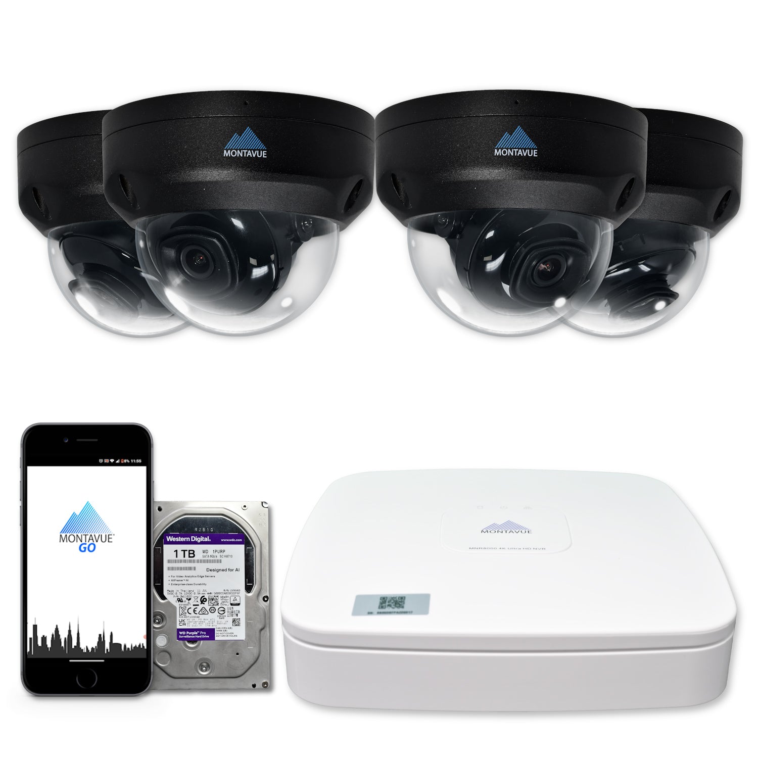 MTD4095 Package | 4MP 2K SMD+ Dome Cameras and 4 Channel NVR with 1TB HDD - Montavue