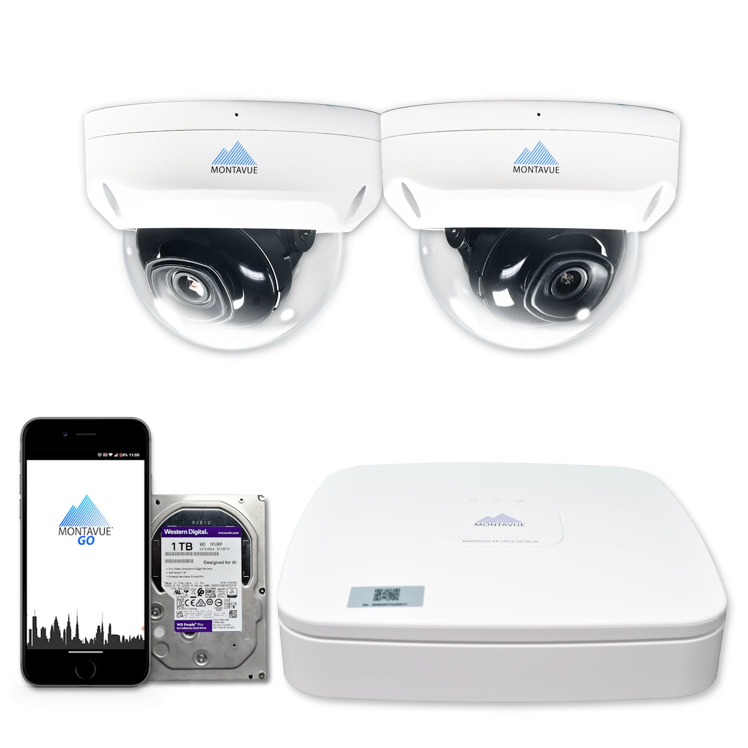 MTD4095 Package | 4MP 2K SMD+ Dome Cameras and 4 Channel NVR with 1TB HDD - Montavue