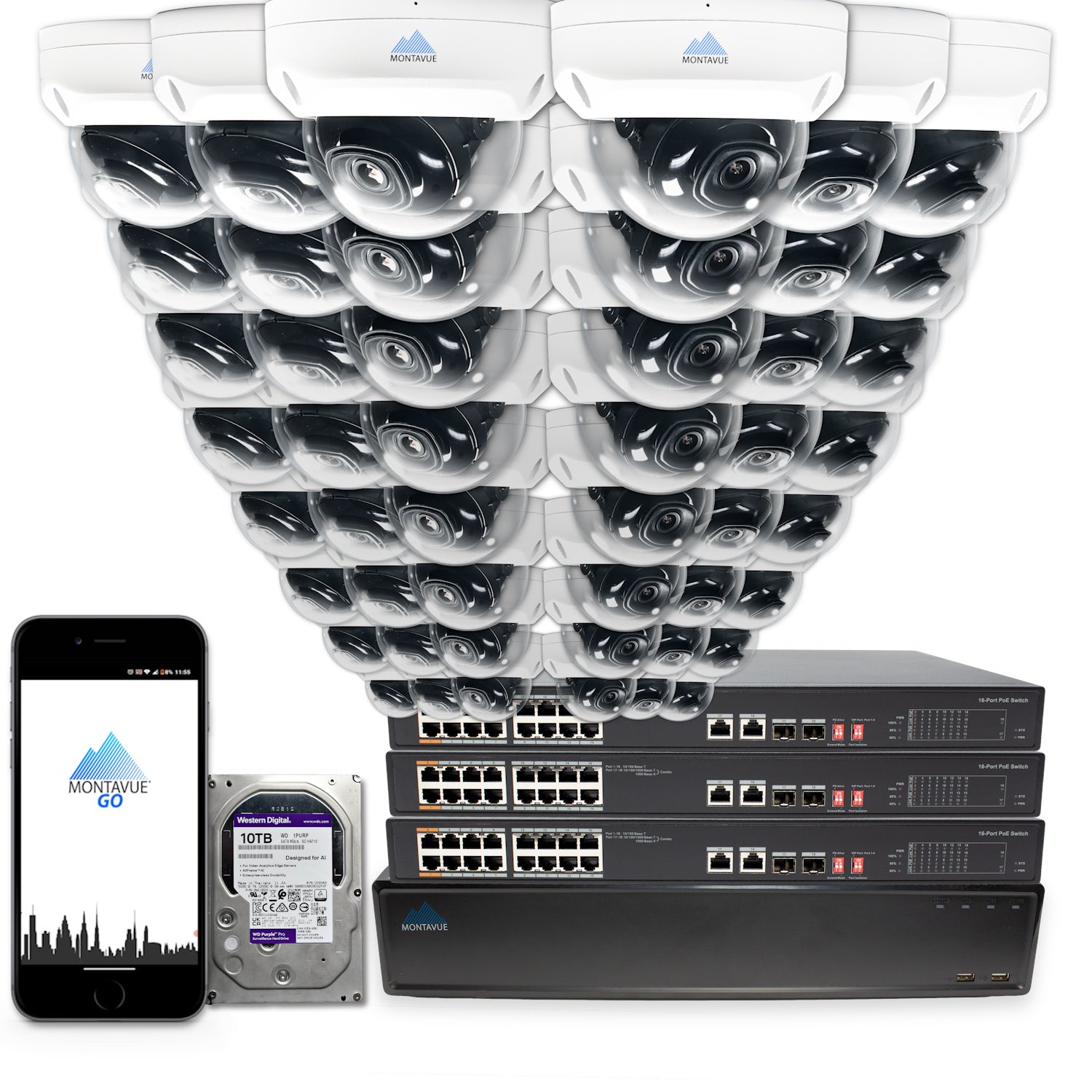 MTD4095 Package | 4MP 2K SMD+ Dome Cameras and 64 Channel NVR with 10TB HDD - Montavue