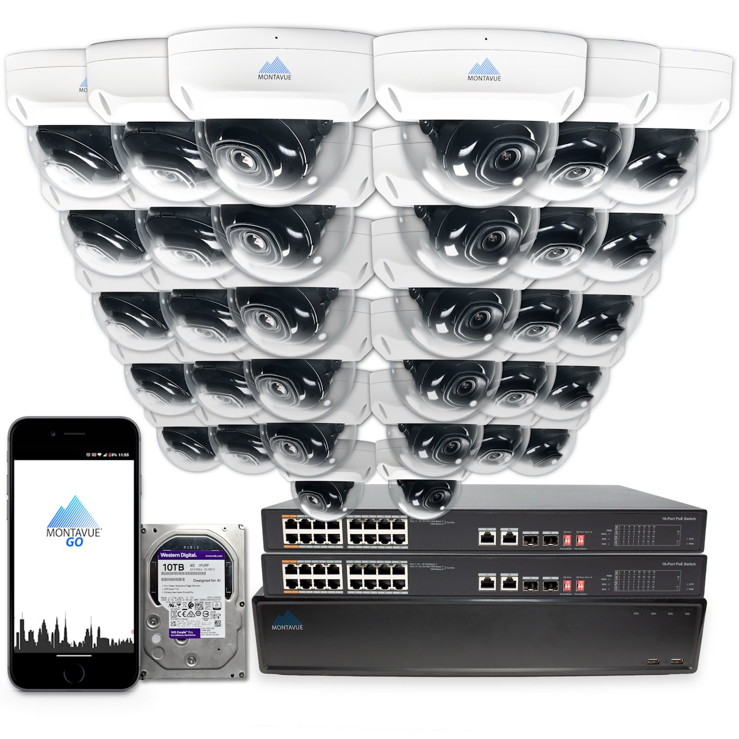 MTD4095 Package | 4MP 2K SMD+ Dome Cameras and 64 Channel NVR with 10TB HDD - Montavue