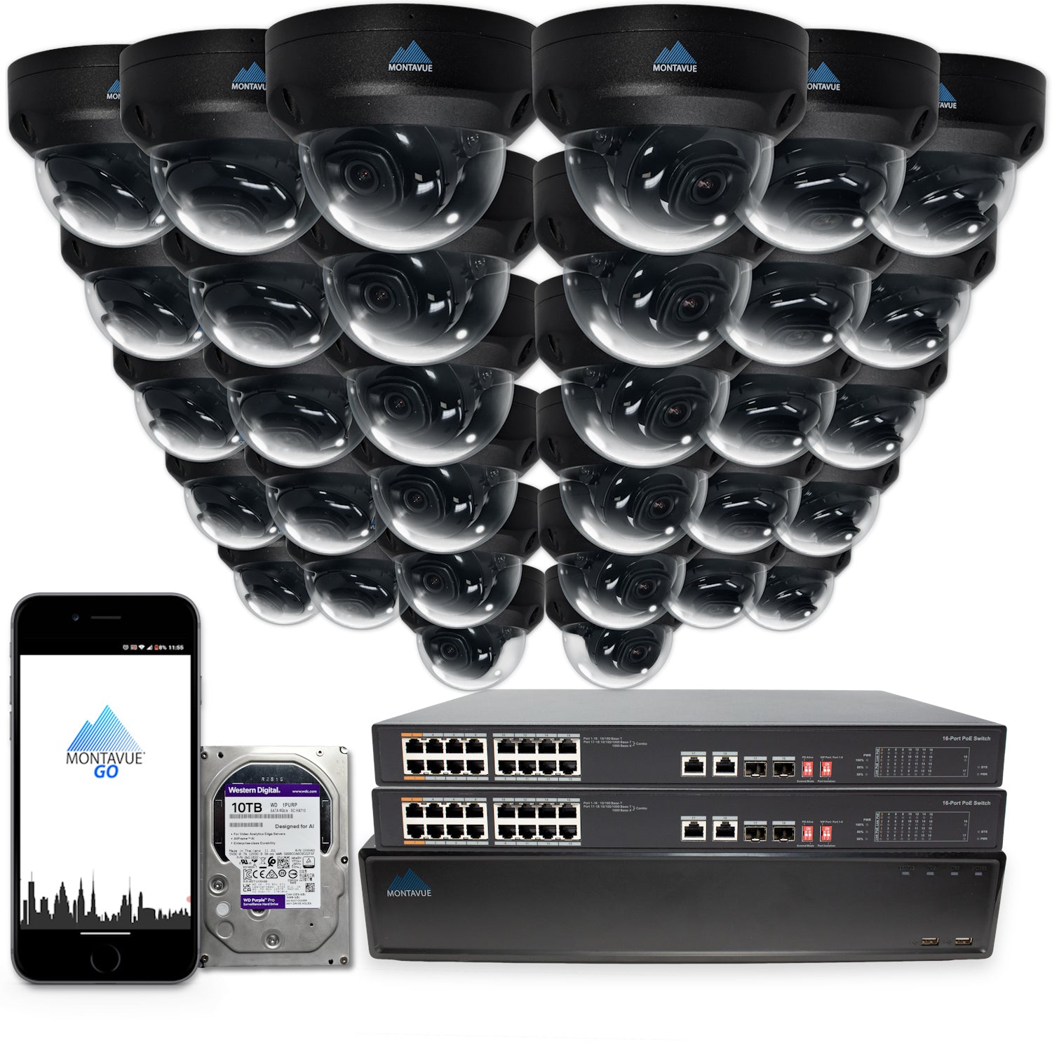 MTD4095 Package | 4MP 2K SMD+ Dome Cameras and 64 Channel NVR with 10TB HDD - Montavue
