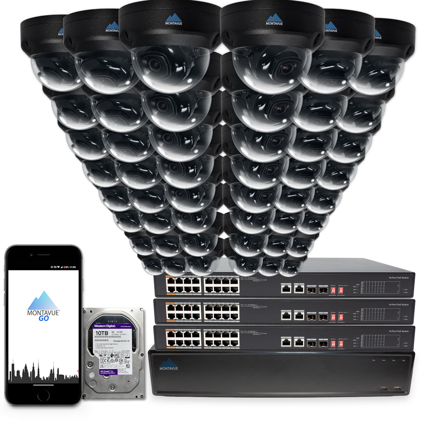 MTD4095 Package | 4MP 2K SMD+ Dome Cameras and 64 Channel NVR with 10TB HDD - Montavue