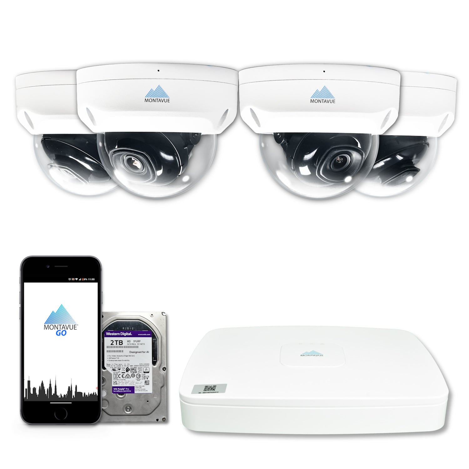 MTD4095 Package | 4MP 2K SMD+ Dome Cameras and 8 Channel NVR with 2TB HDD - Montavue