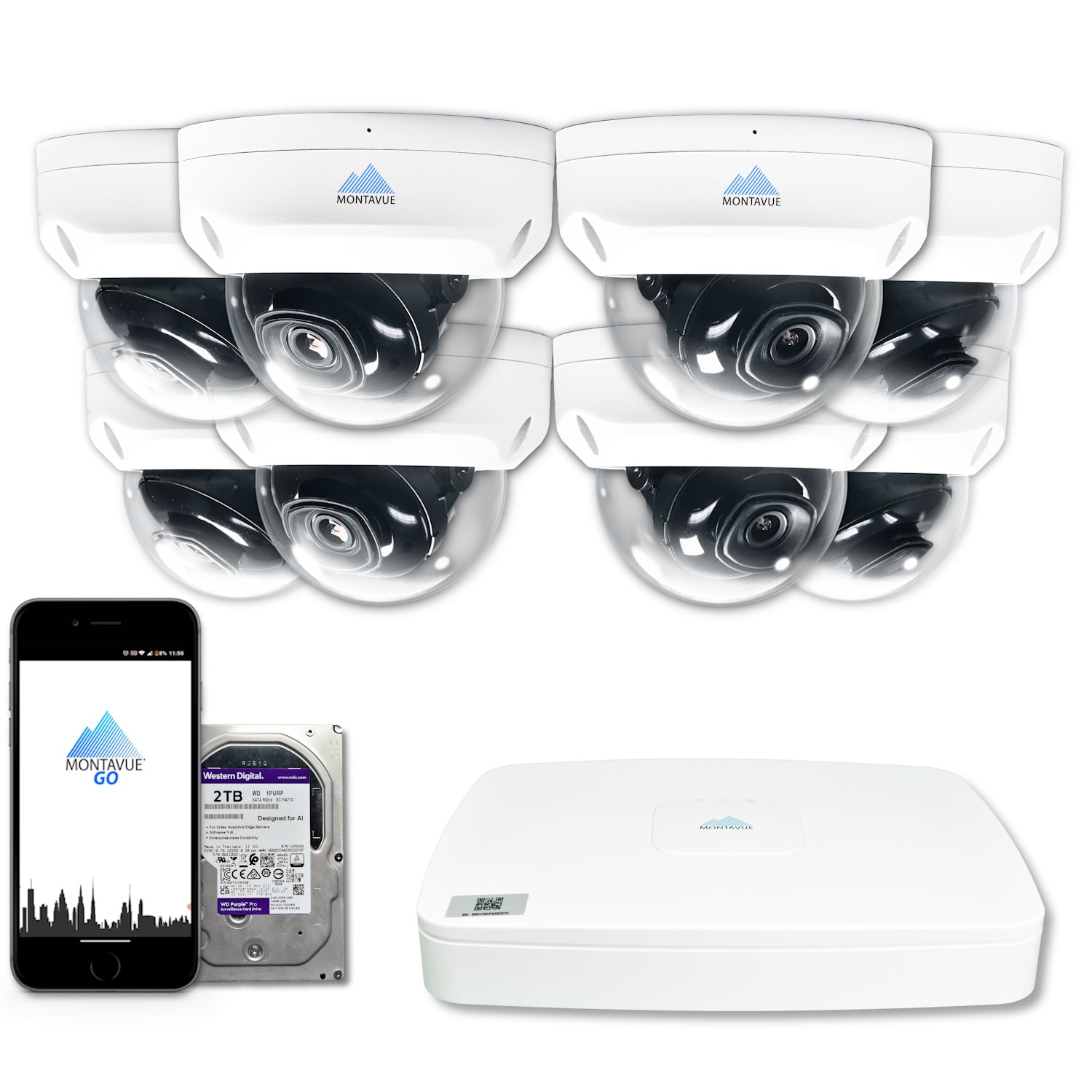 MTD4095 Package | 4MP 2K SMD+ Dome Cameras and 8 Channel NVR with 2TB HDD - Montavue