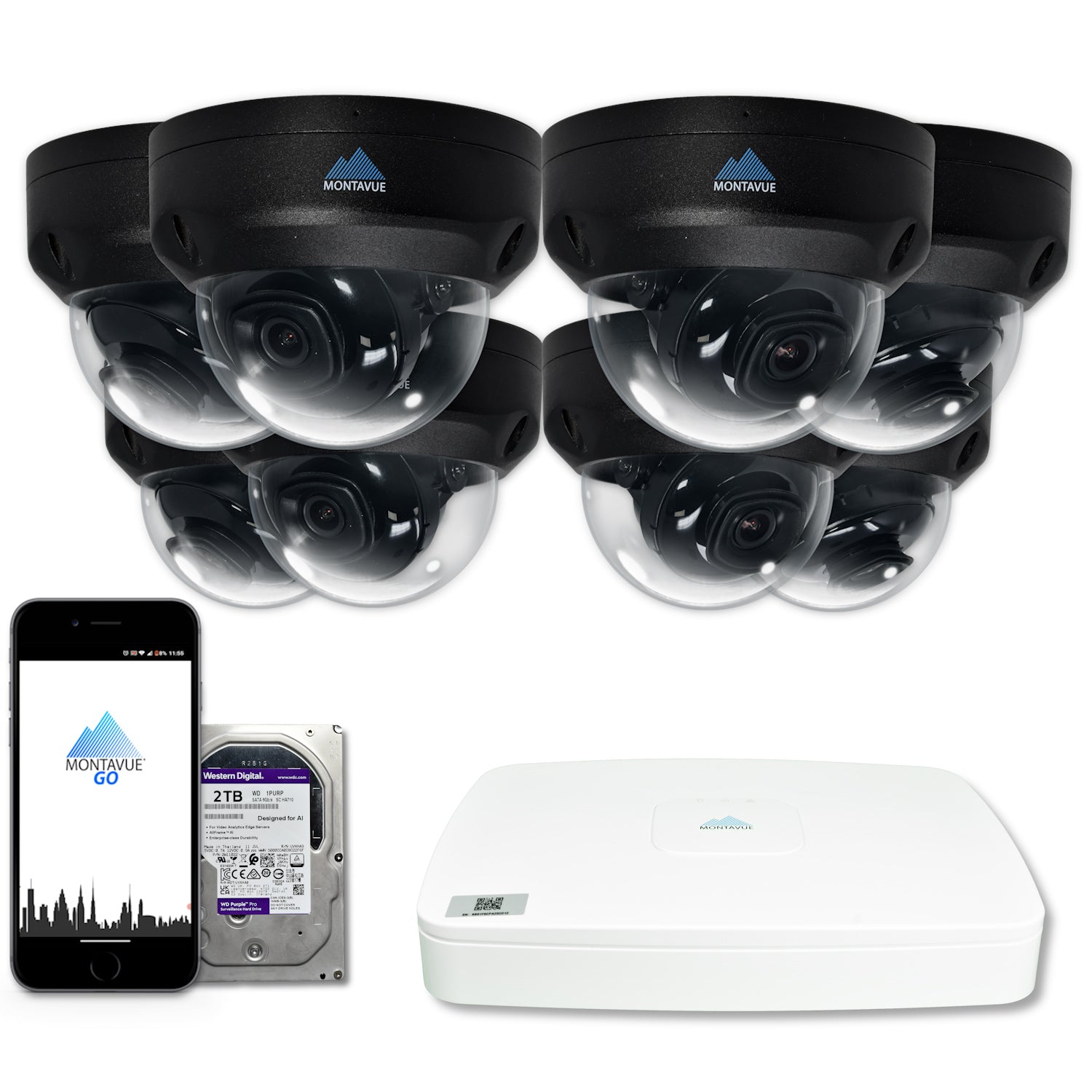 MTD4095 Package | 4MP 2K SMD+ Dome Cameras and 8 Channel NVR with 2TB HDD - Montavue