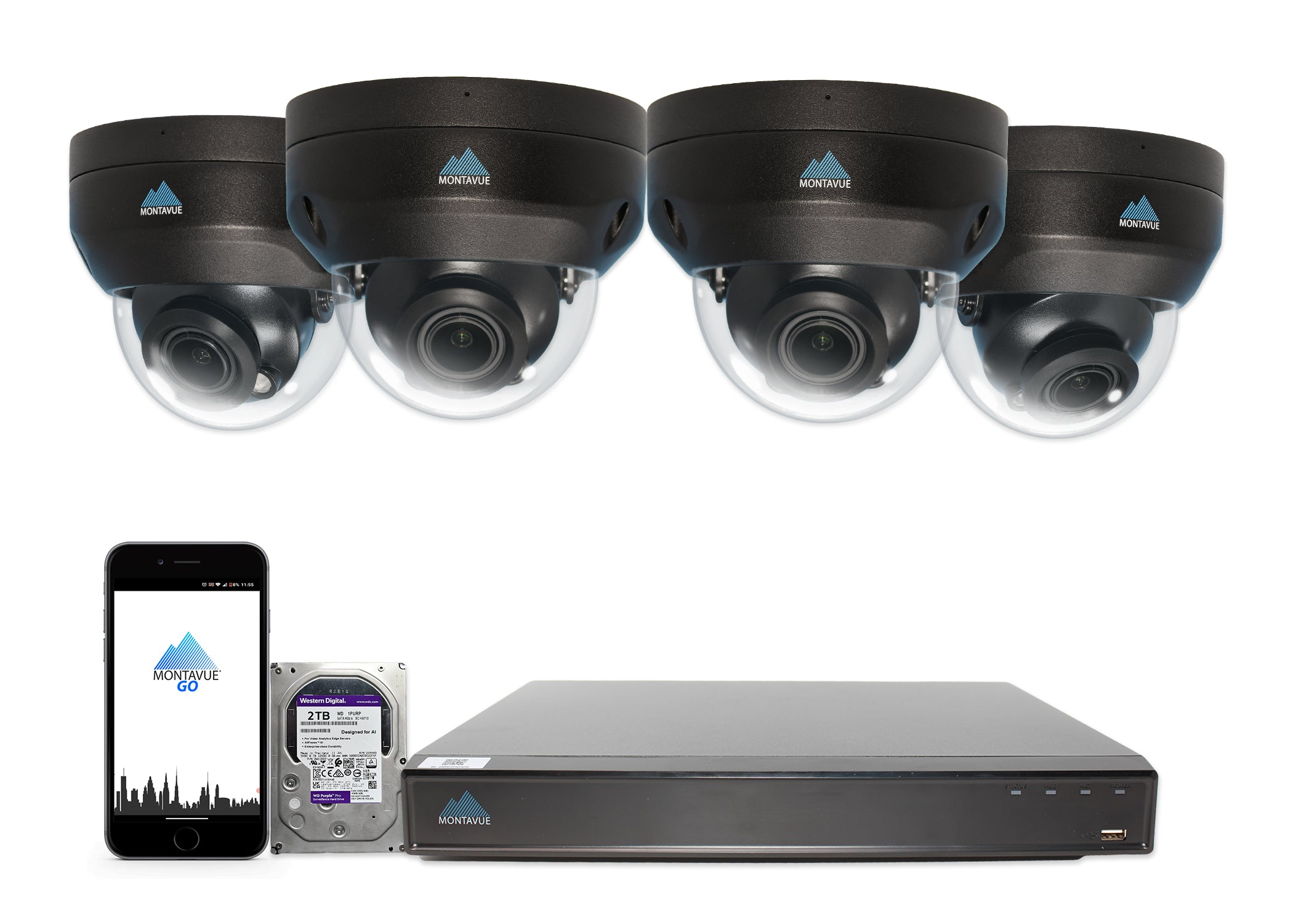 MTD8113-V-AISMD Package | 8MP 4K Smart Varifocal Dome Cameras and 8 Channel 4 Series AI NVR and 2TB HDD - Montavue