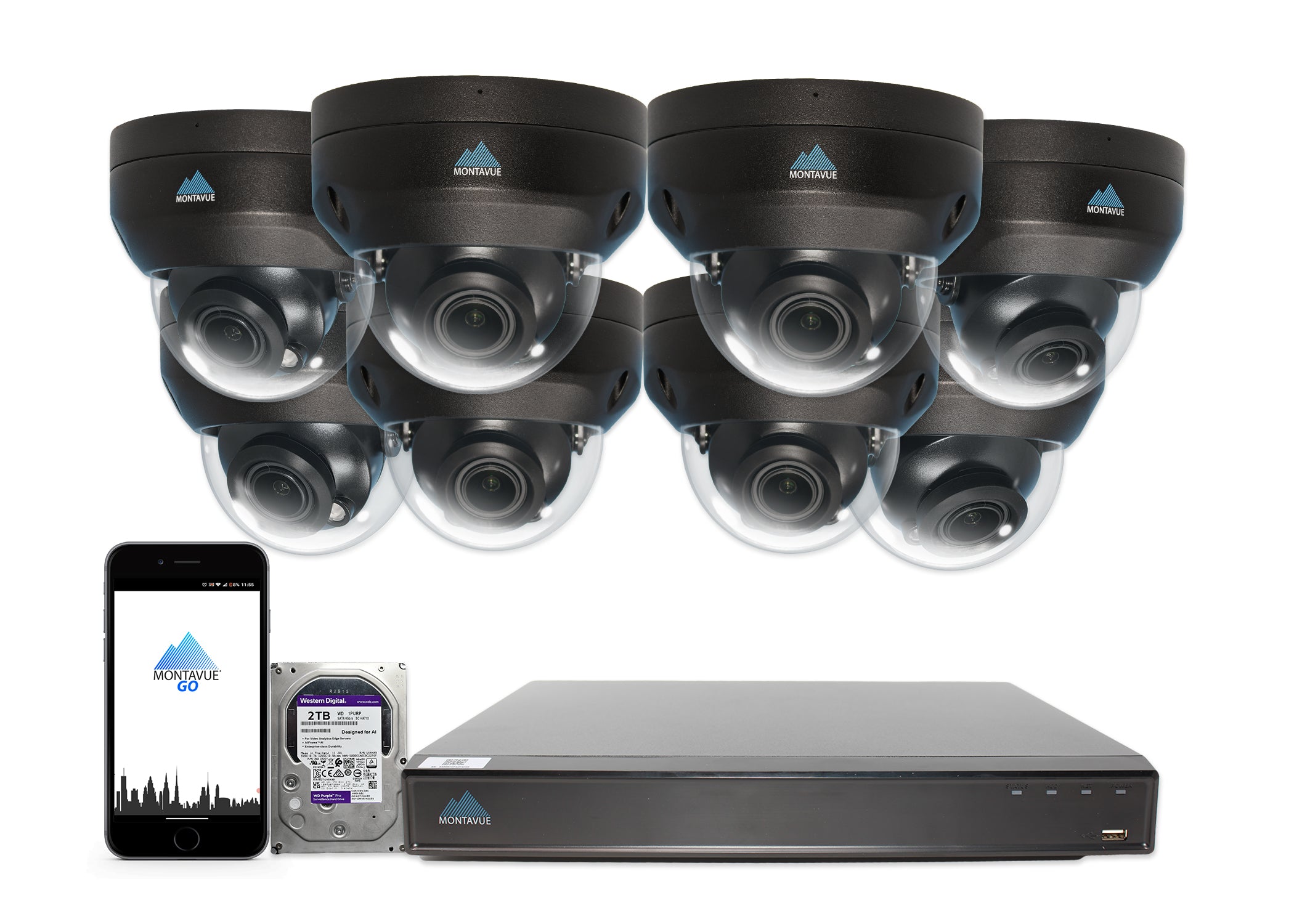 MTD8113-V-AISMD Package | 8MP 4K Smart Varifocal Dome Cameras and 8 Channel 4 Series AI NVR and 2TB HDD - Montavue