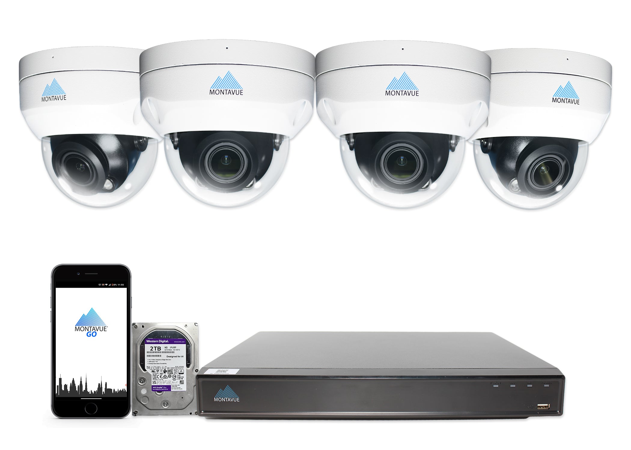 MTD8113-V-AISMD Package | 8MP 4K Smart Varifocal Dome Cameras and 8 Channel 4 Series AI NVR and 2TB HDD - Montavue