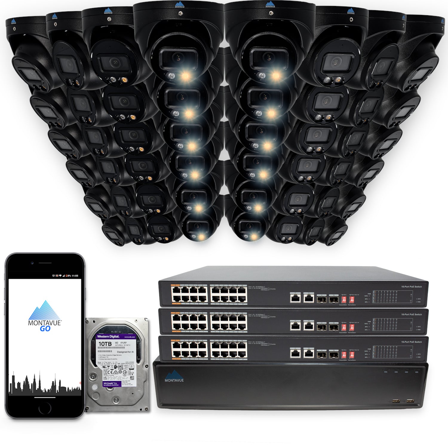 MTT4095 Package | 4MP 2K SMD+ Turret Cameras and 64 Channel NVR with 10TB HDD - Montavue