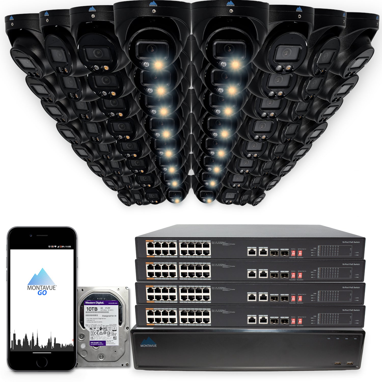 MTT4095 Package | 4MP 2K SMD+ Turret Cameras and 64 Channel NVR with 10TB HDD - Montavue