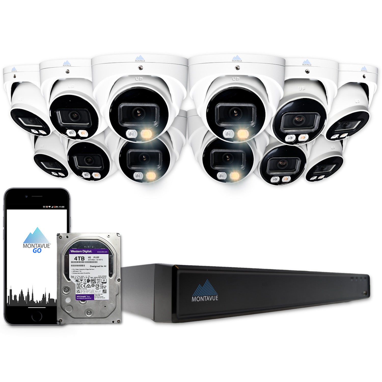 MTT4095 Package | 4MP 2K SMD+ Turret Cameras and 16 Channel NVR with 4TB HDD - Montavue