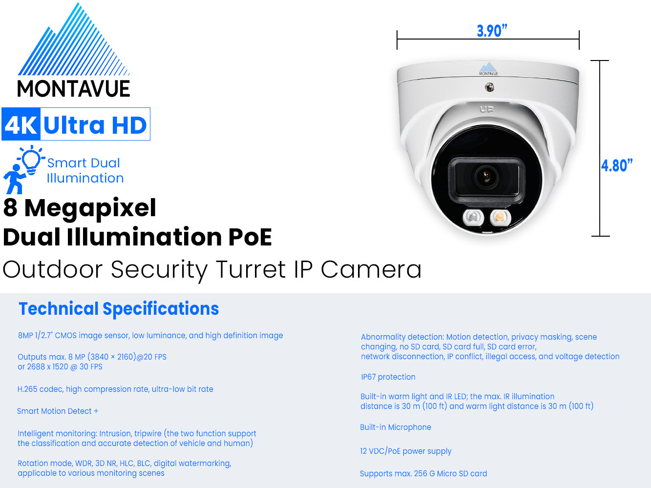 MTT8095 Package | 8MP 4K SMD+ Turret Cameras and 4 Channel NVR with 1TB HDD - Montavue