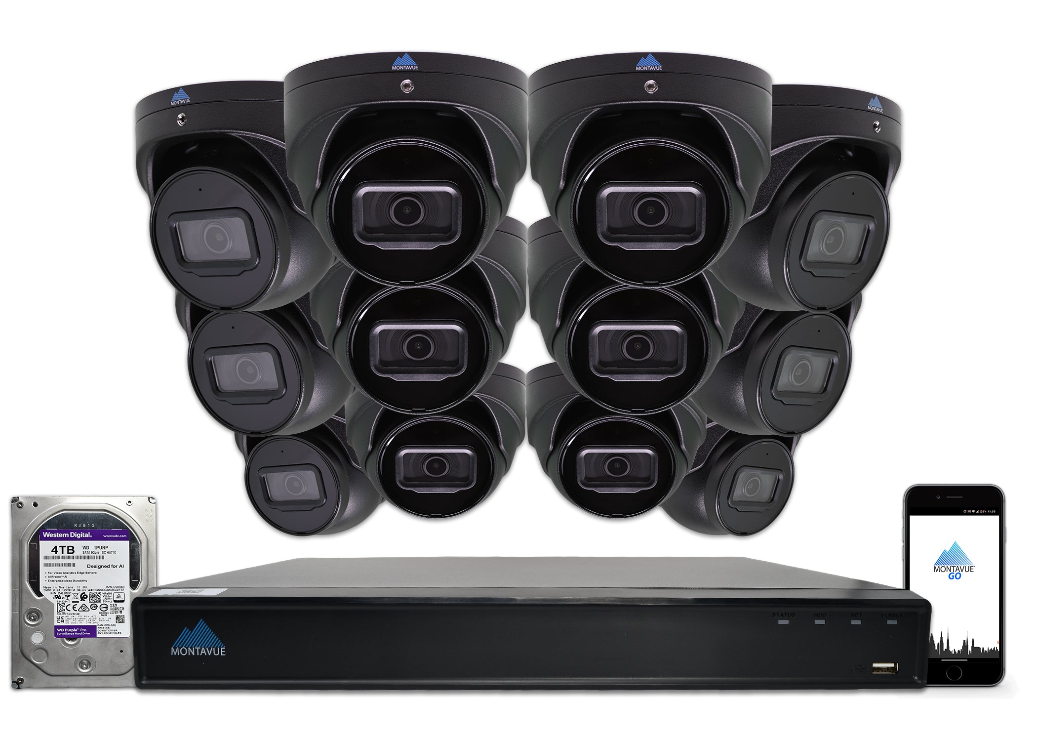 MTT8106-SMD Package | 8MP 4K Basin AI Smart Motion Turret Cameras and 16 Channel NVR with 4TB HDD - Montavue