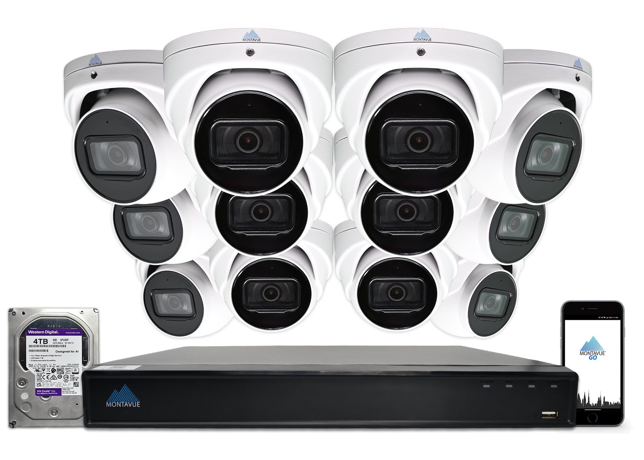 MTT8106-SMD Package | 8MP 4K Basin AI Smart Motion Turret Cameras and 16 Channel NVR with 4TB HDD - Montavue